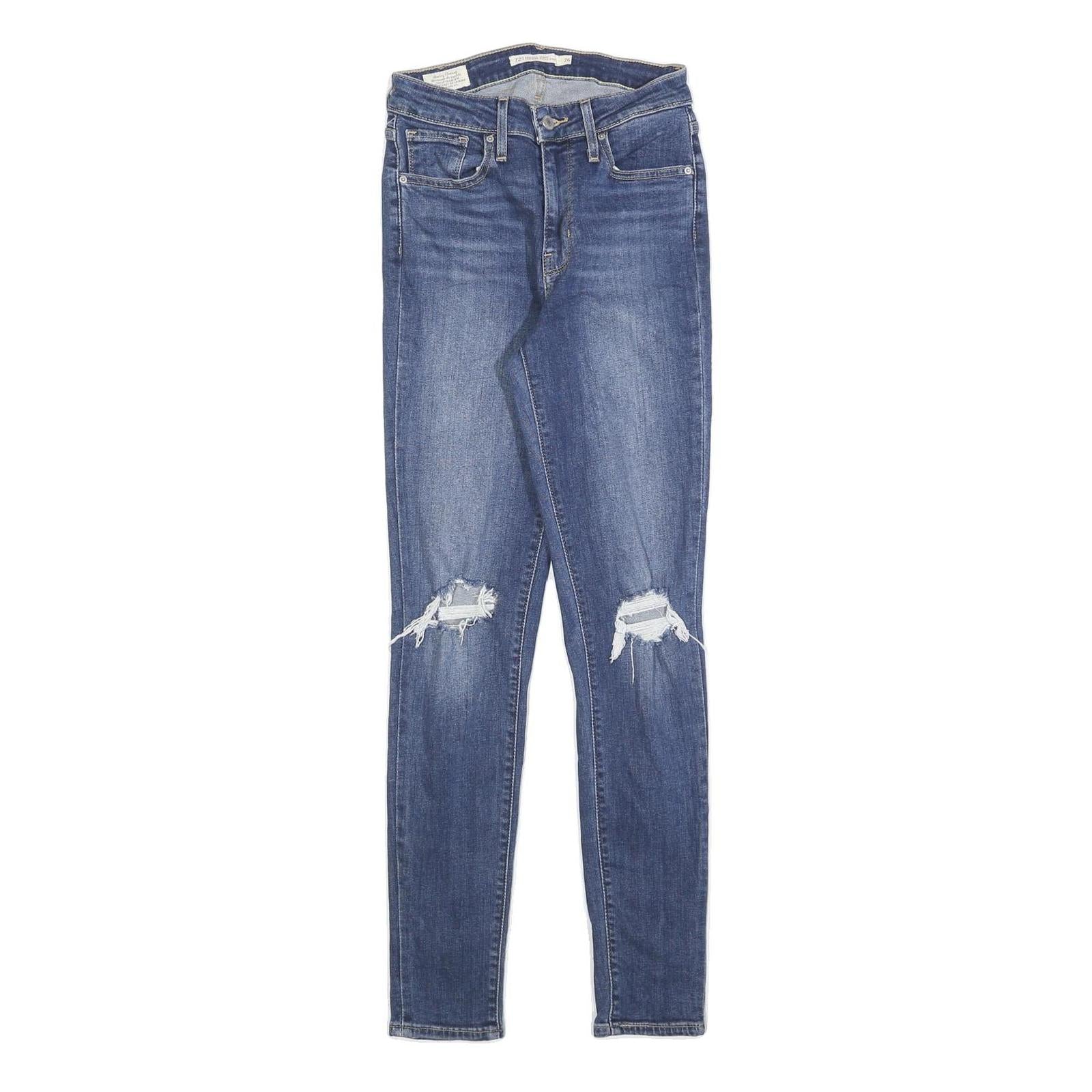 LEVI'S 721 Womens Jeans Blue Slim Skinny Denim Medium W26 L30 Distressed Refurbished - N/A refurbished available on Cerqular