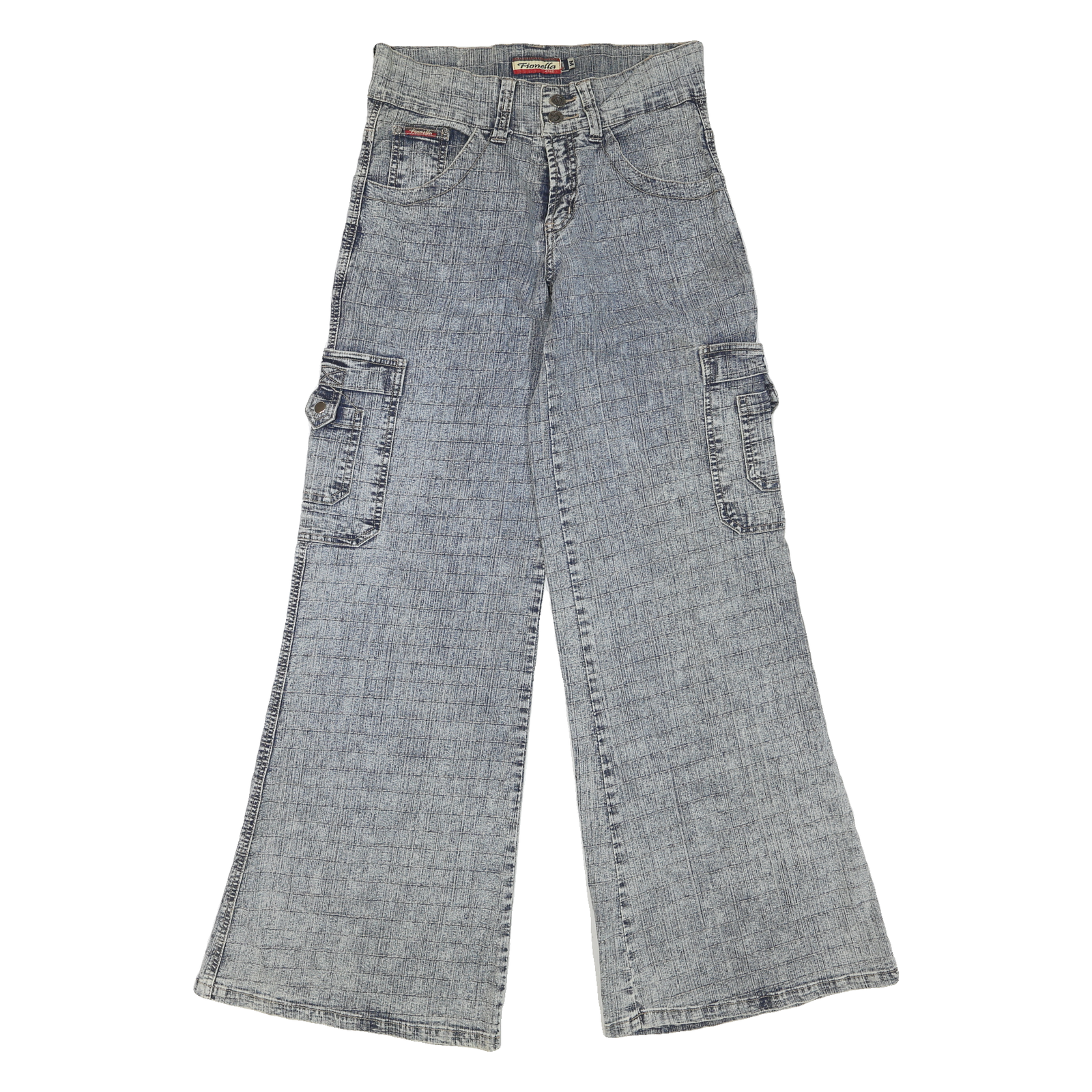 FIONELLA Womens Regular Fit Wide-Leg Denim Light Wash W30 L34 Cargo Pockets Zip Refurbished - N/A refurbished available on Cerqular