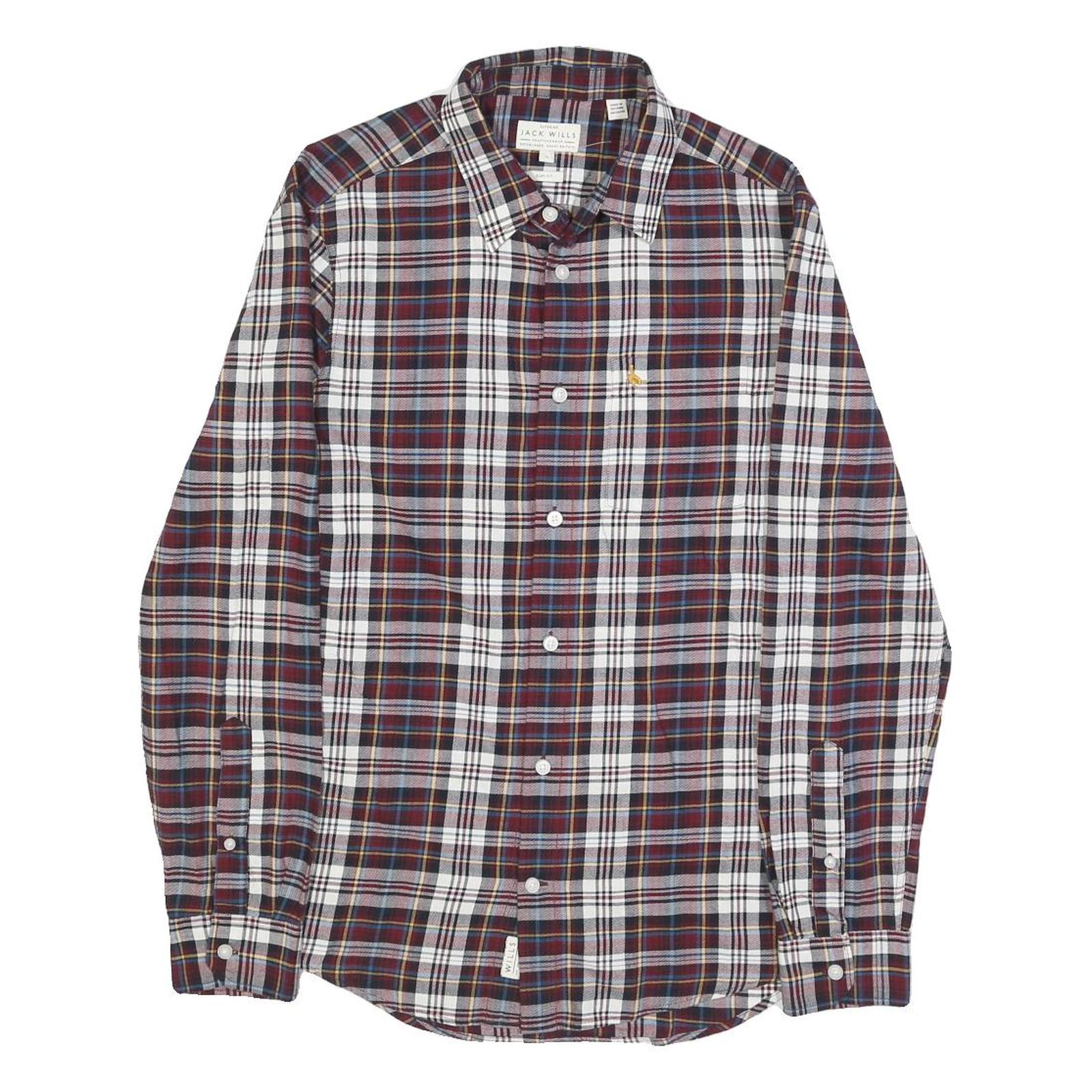 JACK WILLS Mens Red Blue White Check Shirt M Cotton Casual Button Down Refurbished - N/A refurbished available on Cerqular