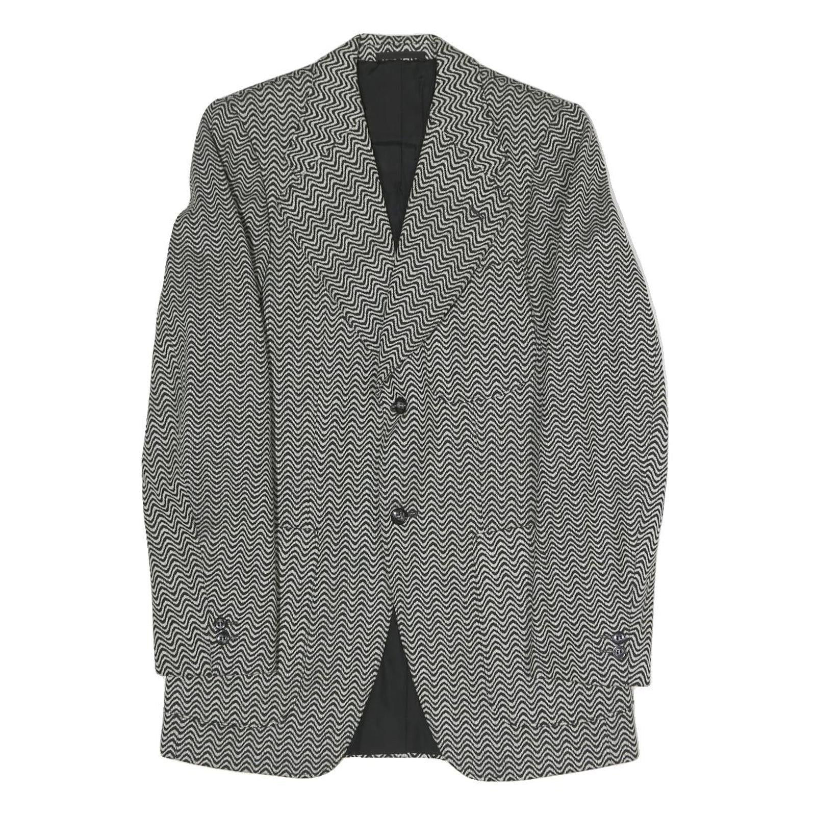 GINITEX FASHION Mens Black Jacket S Polyester Blend Chevron Button Closure Refurbished - N/A refurbished available on Cerqular