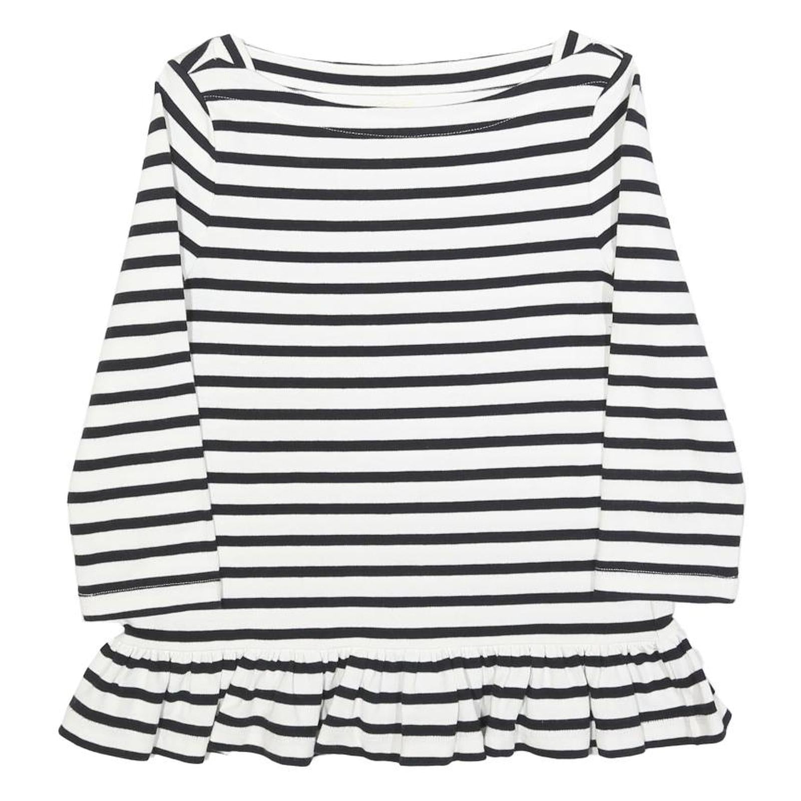 BROOME STREET Womens Black & White Striped Ruffle Hem Top 3/4 Sleeve Boat Neck Refurbished - N/A refurbished available on Cerqular