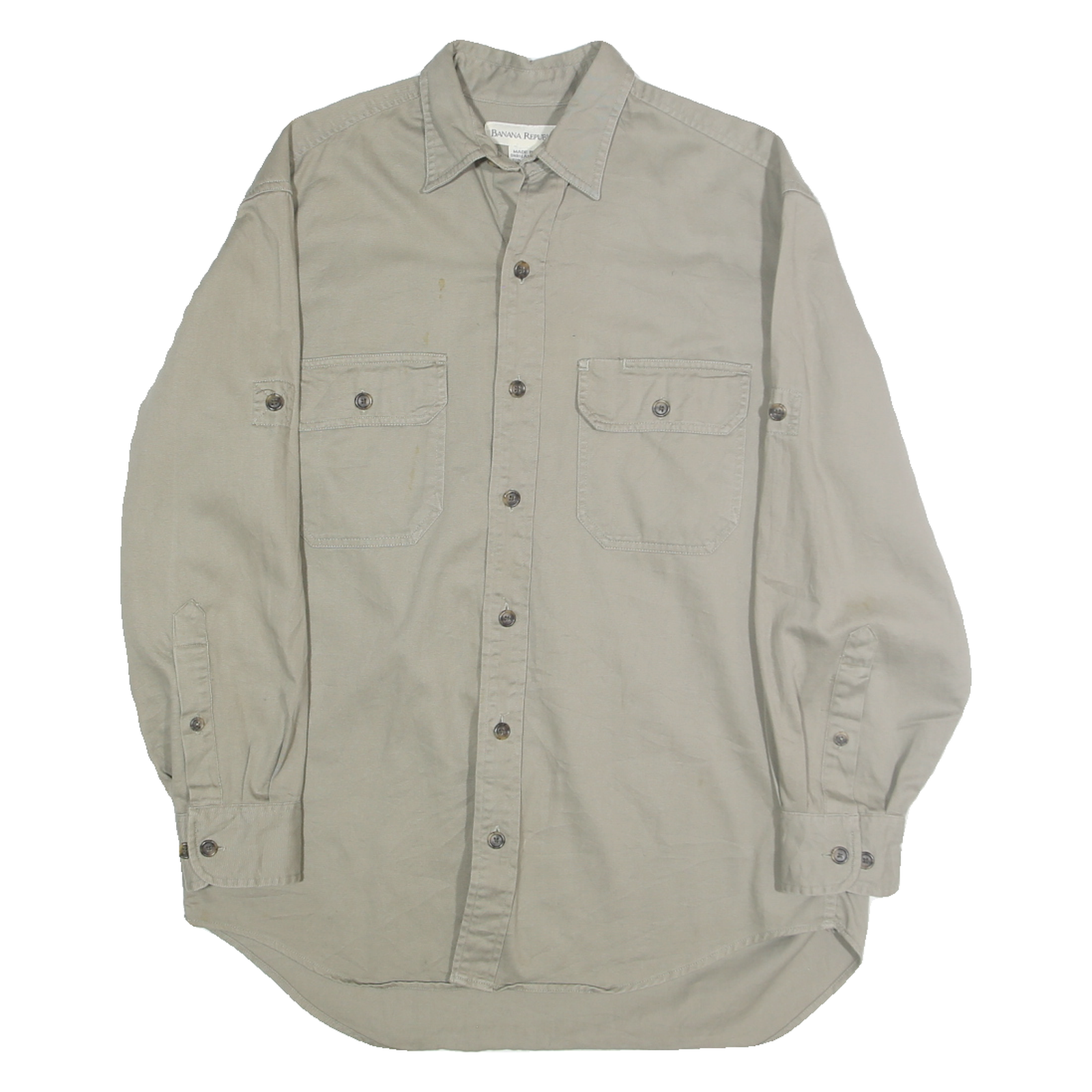 BANANA REPUBLIC Mens Beige Cotton Casual Shirt S Button Pocket Long Sleeve Refurbished - N/A refurbished available on Cerqular