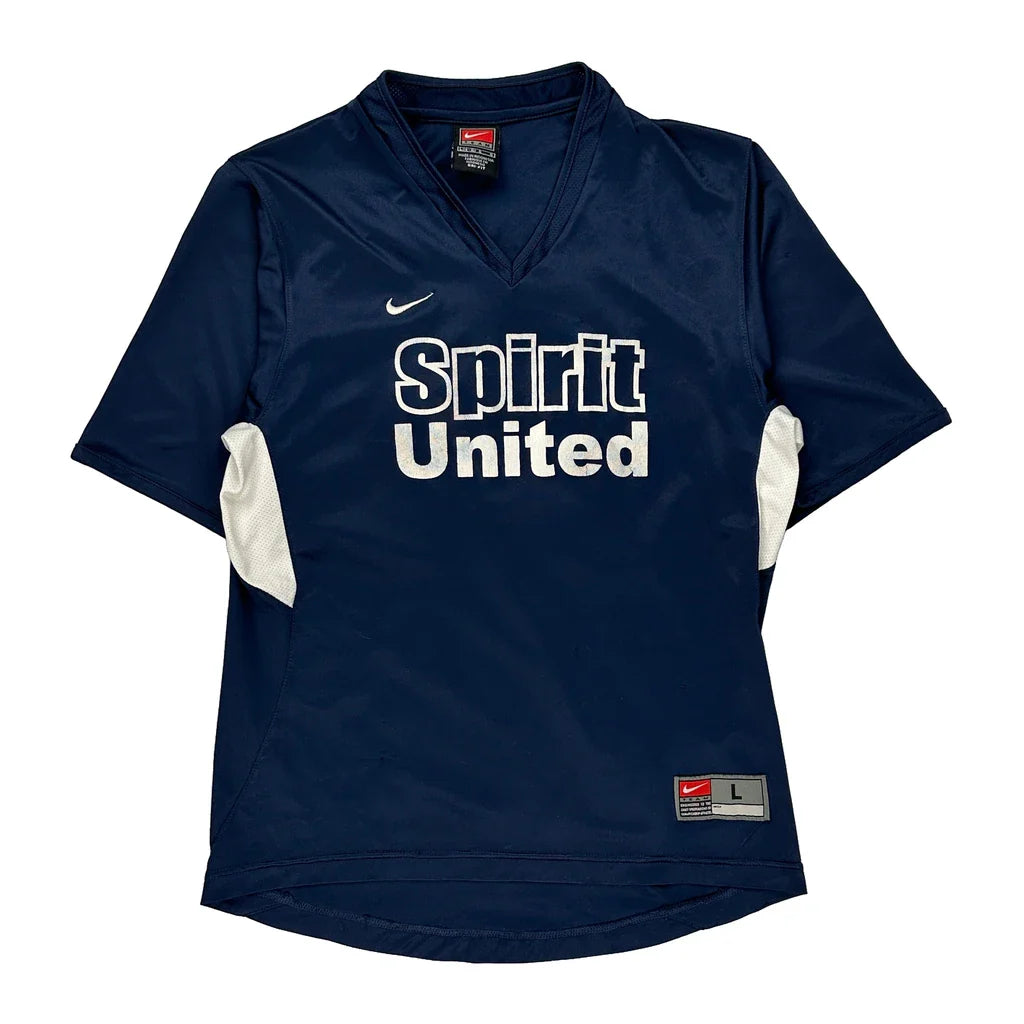 Spirit United Nike Jersey - Large Navy Polyester Refurbished - Thrifted (note: this is a term often used to describe second- refurbished available on Cerqular