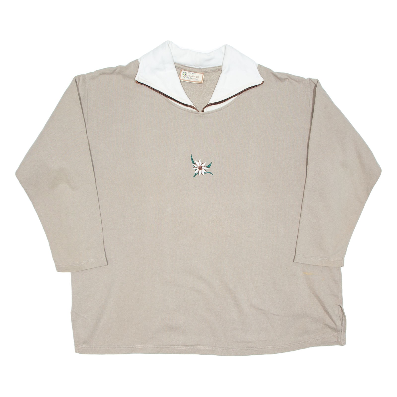 Flowers Womens Sweatshirt Beige Collared UK 24 Refurbished - N/A refurbished available on Cerqular