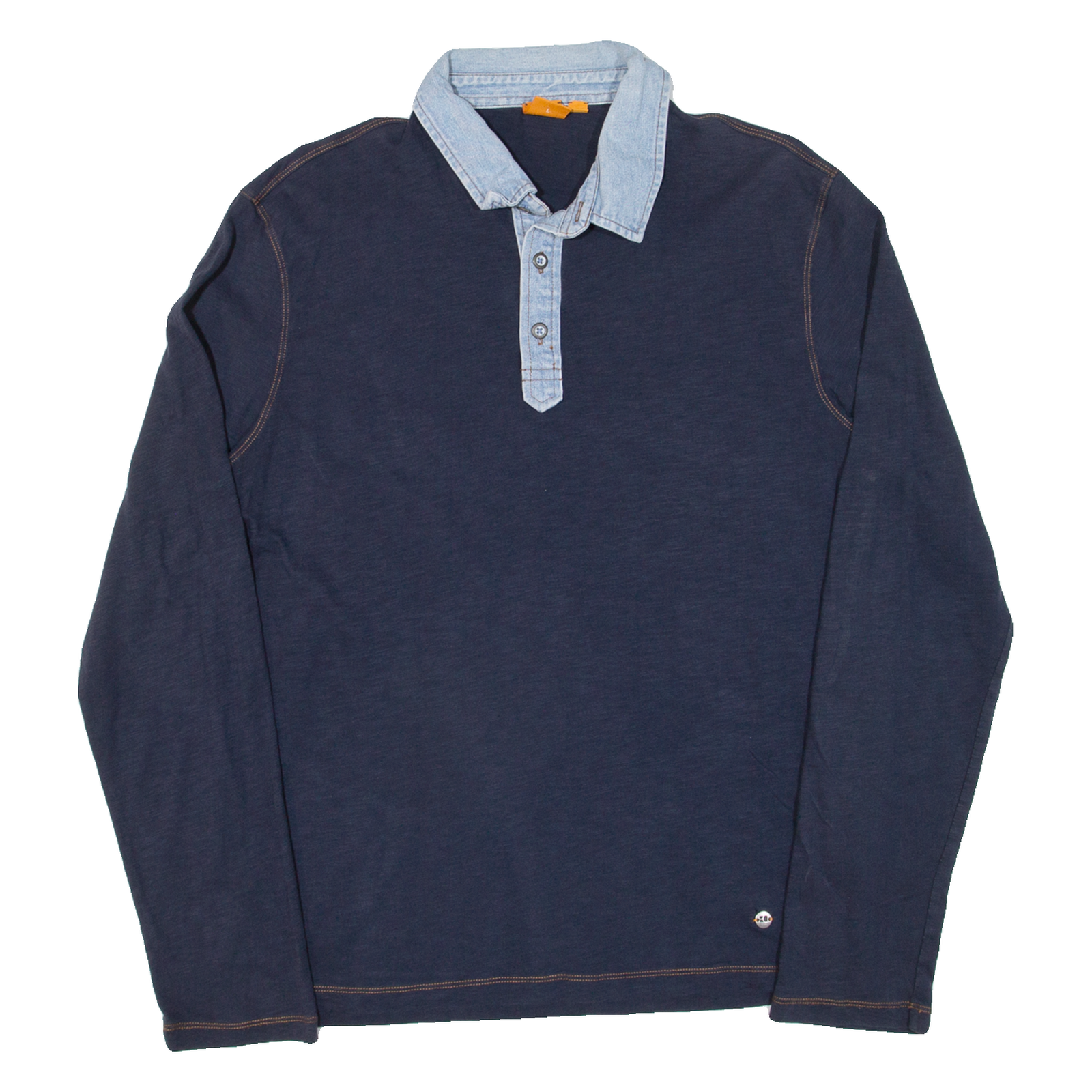 BOSS Mens Polo Shirt Blue Long Sleeve L Refurbished - N/A refurbished available on Cerqular