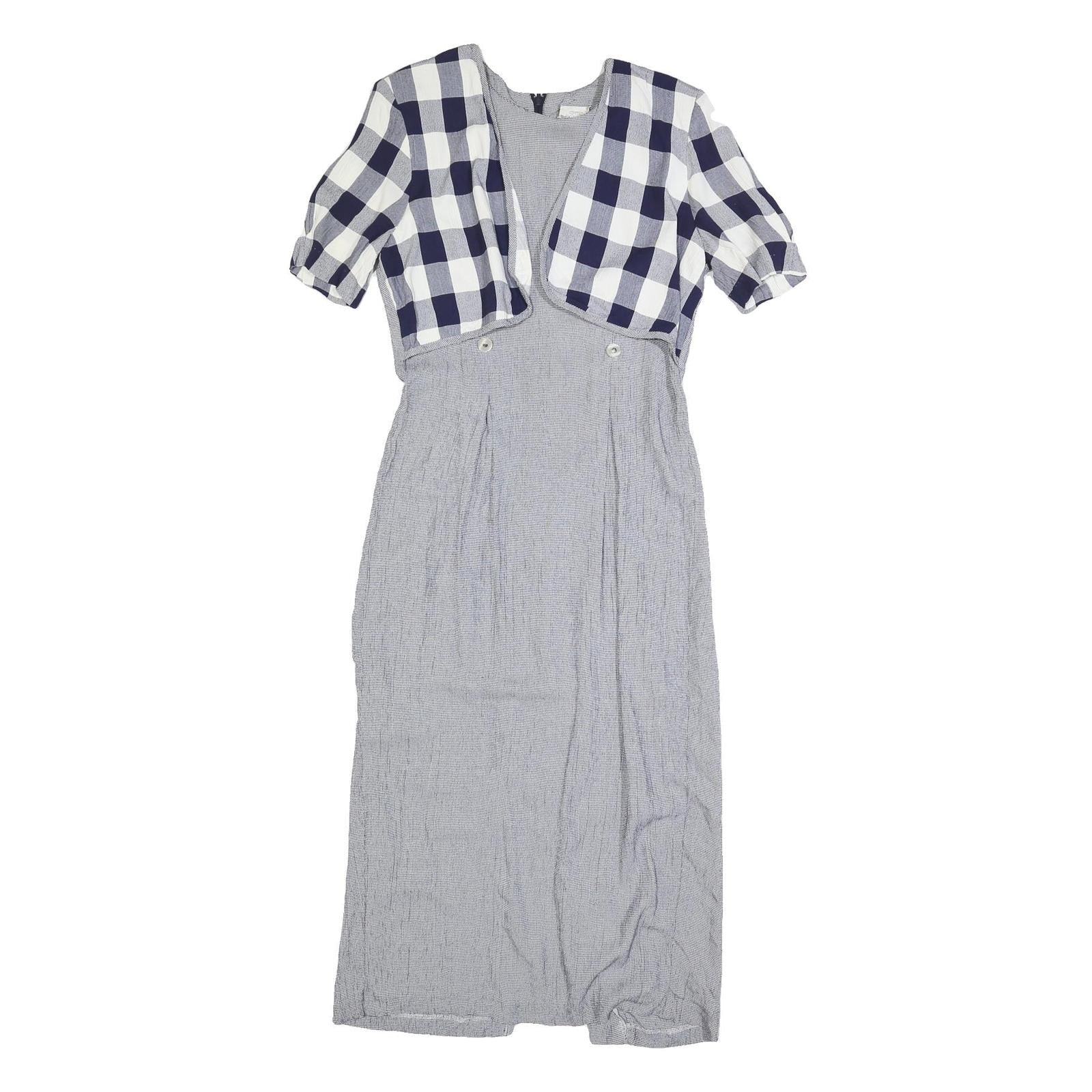 BENTLEY Womens Blue & White Check Fit & Flare Woven Dress Cotton Blend M Refurbished - N/A refurbished available on Cerqular