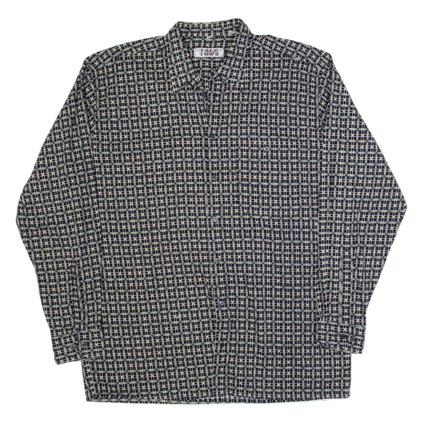 TALK OF THE TOWN Mens Shirt Black 90s Check Long Sleeve L Refurbished - N/A refurbished available on Cerqular