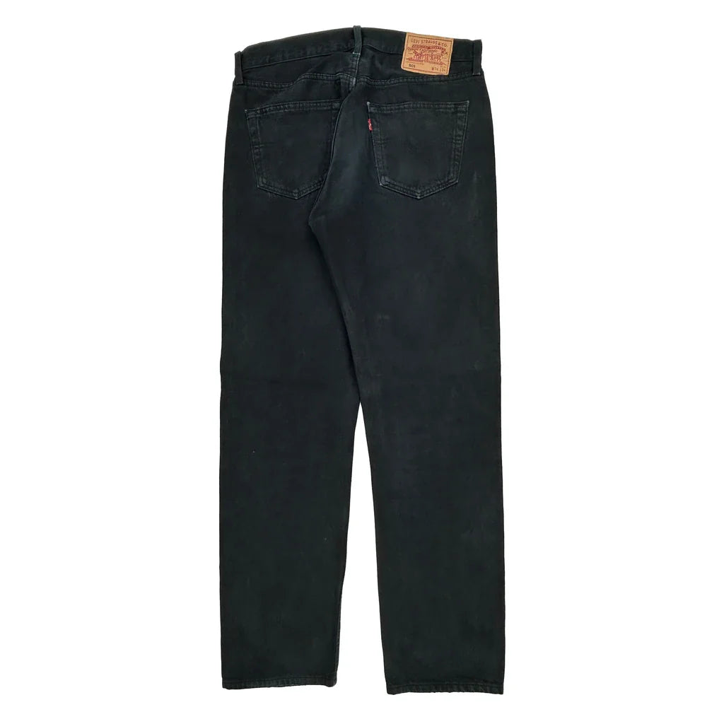 501 Levis Jeans - 32W 32L Black Cotton Refurbished - Thrifted (note: this is a term often used to describe second- refurbished available on Cerqular