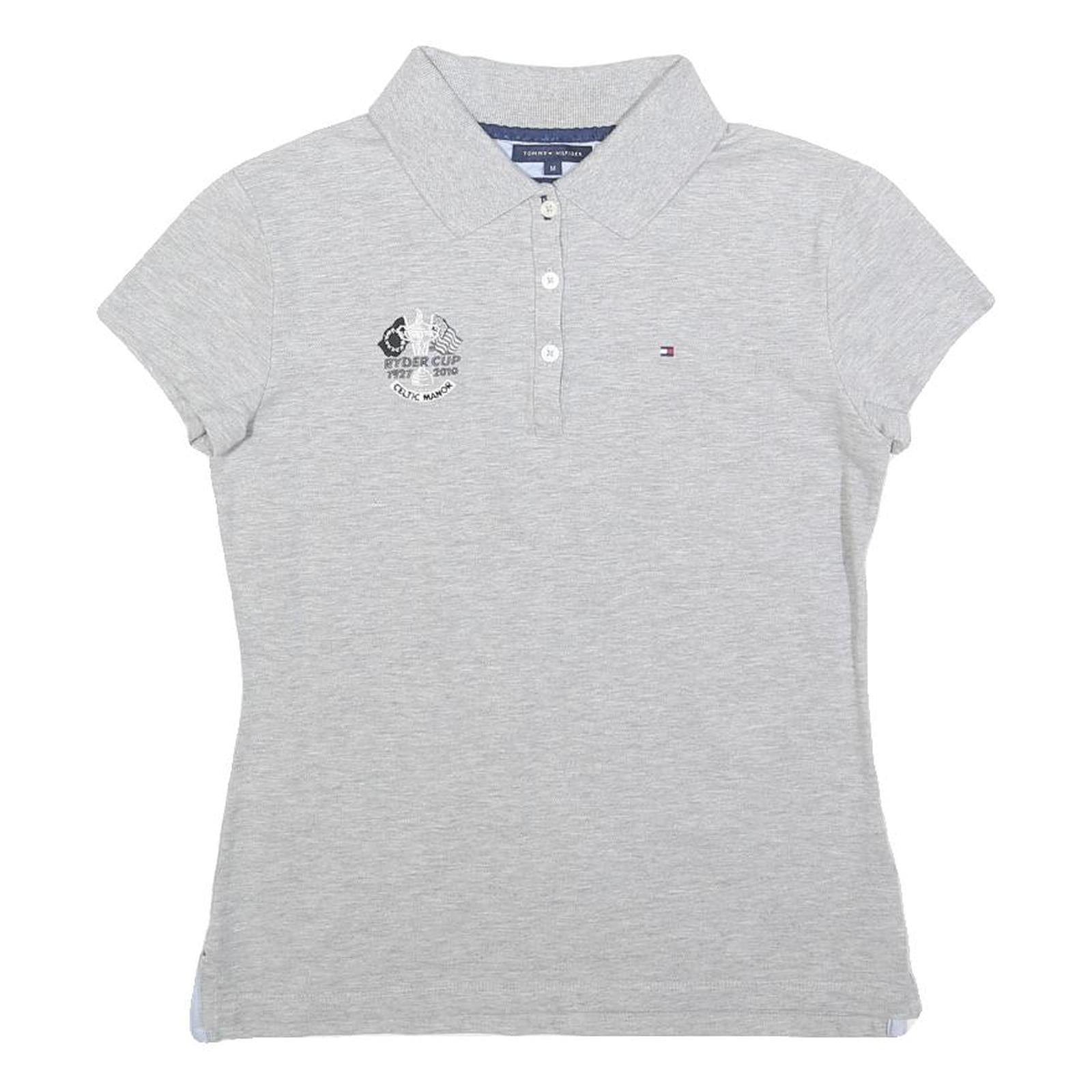 TOMMY HILFIGER Womens Grey Polo Shirt M Ryder Cup Embroidered Logo Classic Refurbished - N/A refurbished available on Cerqular