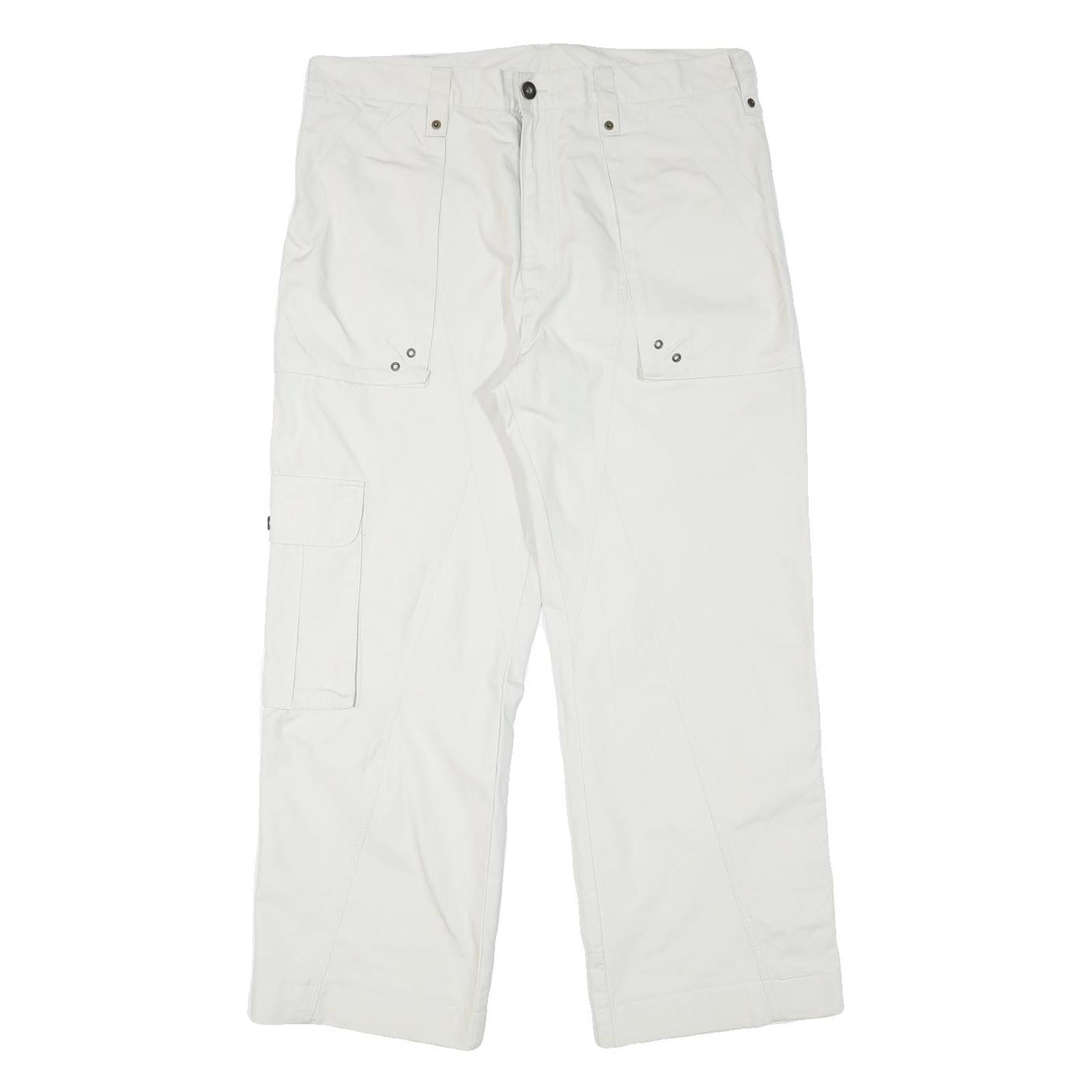 WATSON'S Mens Cotton Blend White Relaxed Cargo Trousers W35 L27 Functional Refurbished - N/A refurbished available on Cerqular