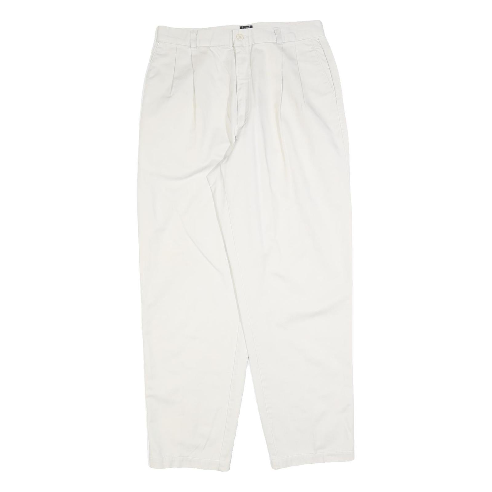 DOCKERS Womens White Regular Fit Straight Leg Trousers W29 L28 Cotton Blend Zip Refurbished - N/A refurbished available on Cerqular