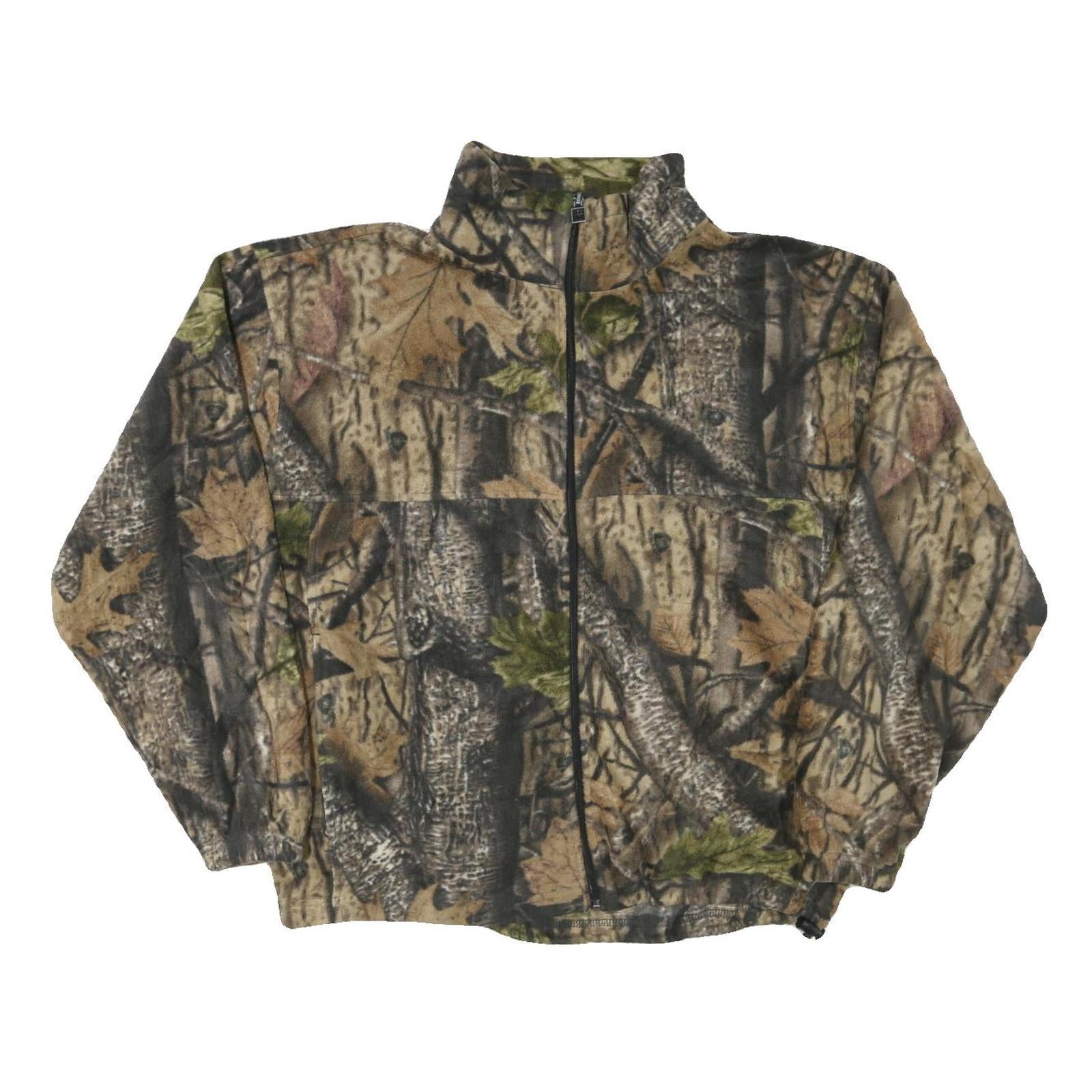 Mens Brown Green Camouflage Cotton Blend Zip Jacket XL Outdoor Plain Refurbished - N/A refurbished available on Cerqular