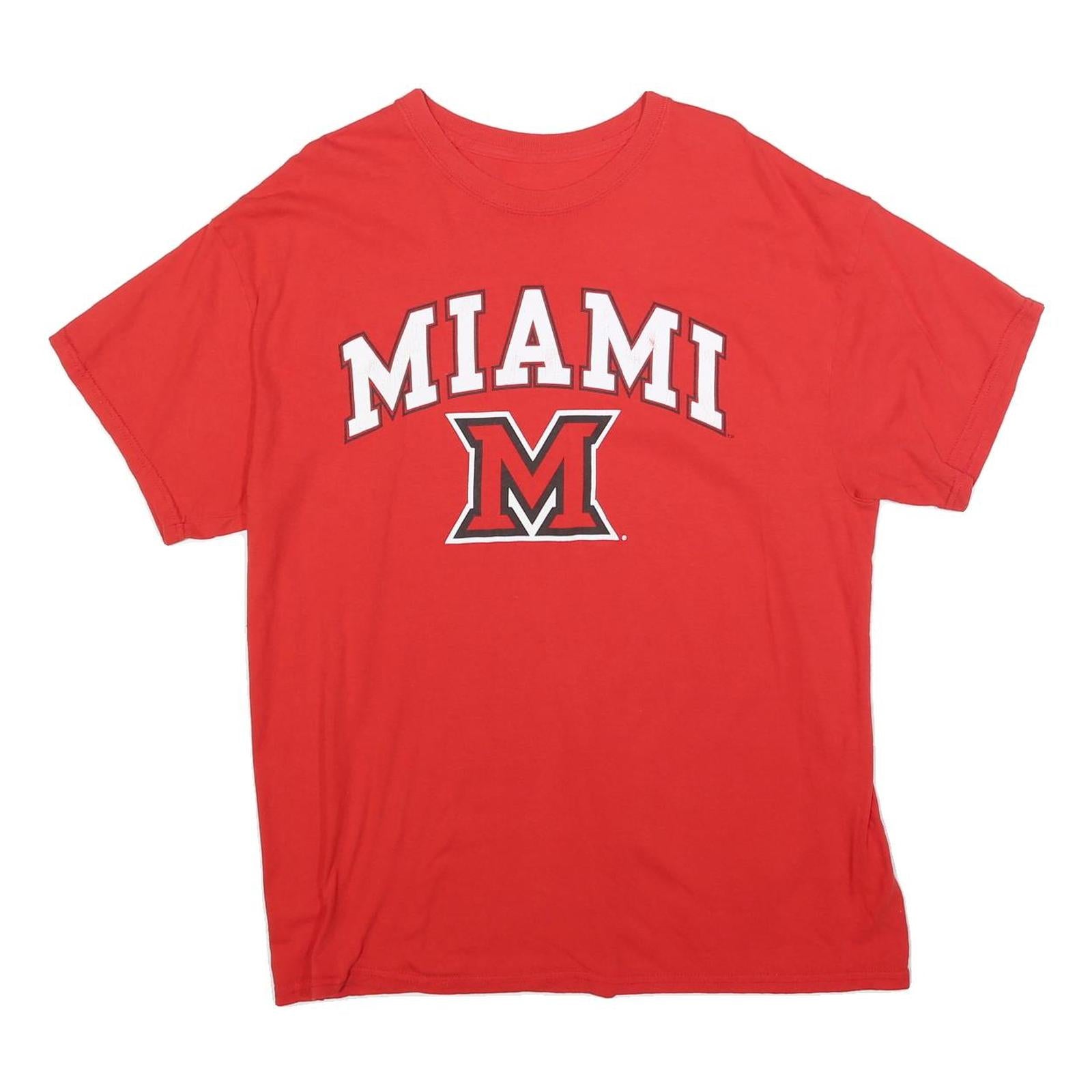 Mens Red Miami Graphic T-Shirt L Short Sleeve Crew Neck Cotton Blend Casual Refurbished - N/A refurbished available on Cerqular