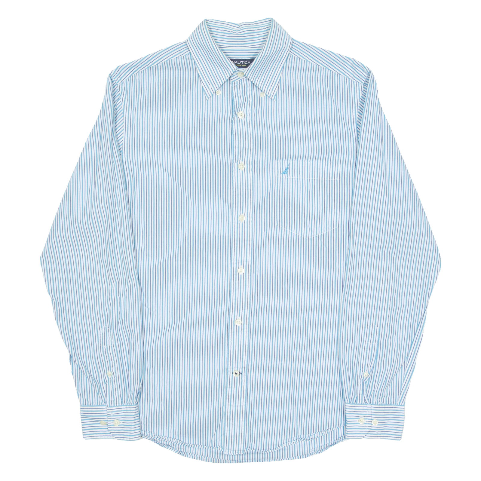 NAUTICA Slim Fit Mens Shirt Blue Striped Long Sleeve M Refurbished - N/A refurbished available on Cerqular
