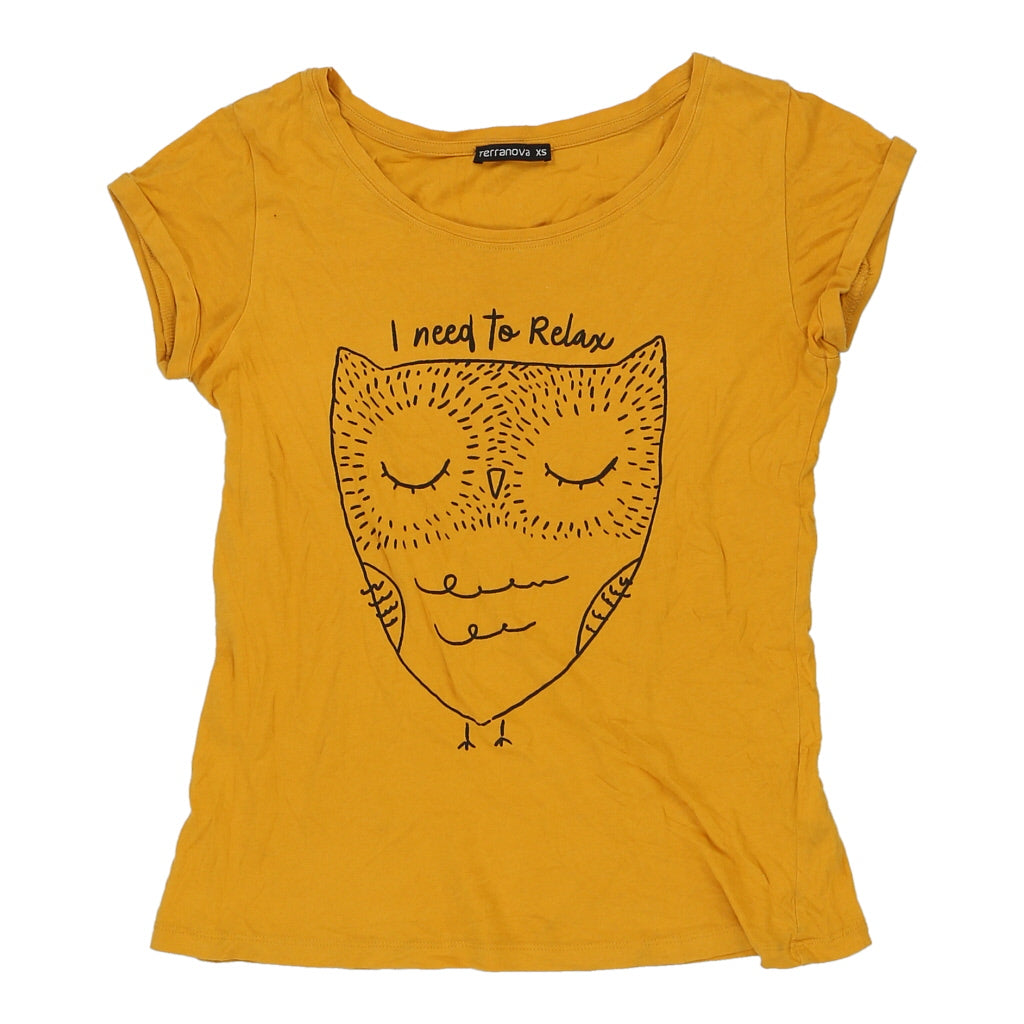 Buy Terranova Graphic T-Shirt - XS Yellow Cotton Refurbished - $16.87 Terranova Graphic T-Shirt - XS Yellow Cotton Refurbished - Thrifted (note: this is a term often used to describe second- refurbished available on Cerqular