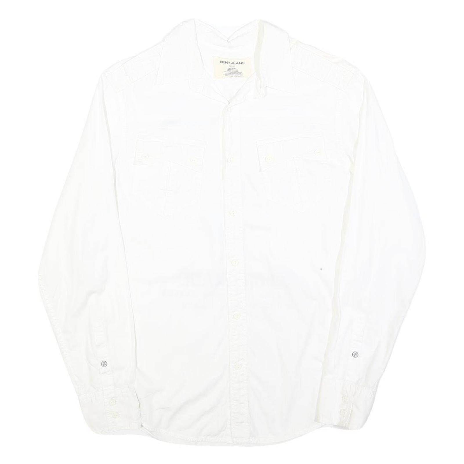 DKNY Mens White S Cotton Blend Casual Shirt East Village Print Refurbished - N/A refurbished available on Cerqular