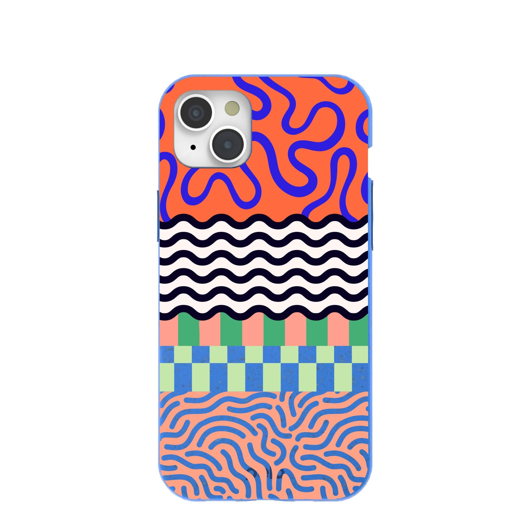 Buy Electric Blue Tangerine Mix iPhone 15 Plus Case Refurbished - $65.00 Electric Blue Tangerine Mix iPhone 15 Plus Case Refurbished - Pela Case refurbished available on Cerqular