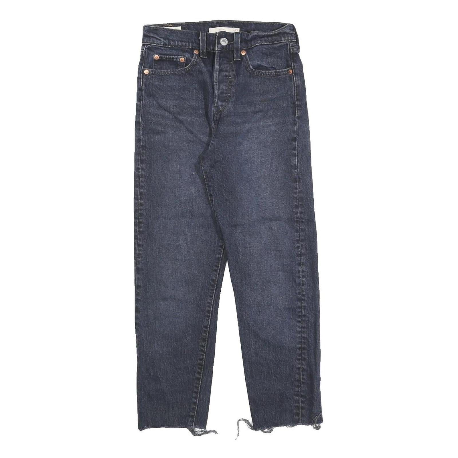 LEVI'S Womens Jeans Blue Slim Straight Denim Medium W24 L24 Raw Hem Refurbished - N/A refurbished available on Cerqular