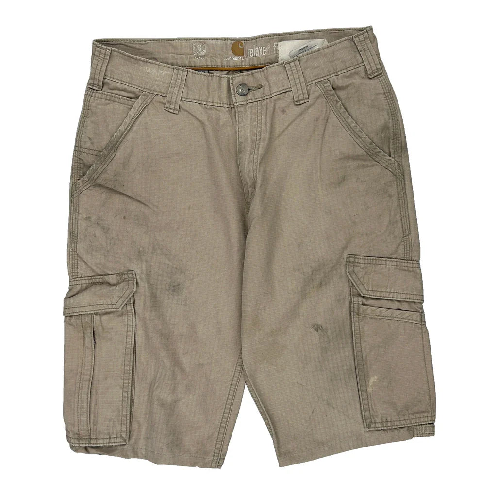 Carhartt Cargo Shorts - 31W 13L Beige Cotton Refurbished - Thrifted (note: this is a term often used to describe second- refurbished available on Cerqular