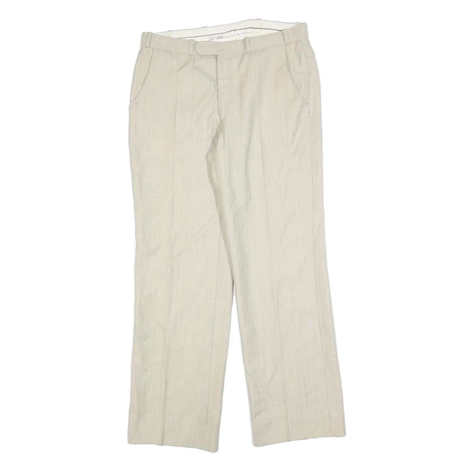 DEL TARTO Womens Wool Blend Beige Regular Leg Zip Trousers W32 L30 Classic Refurbished - N/A refurbished available on Cerqular