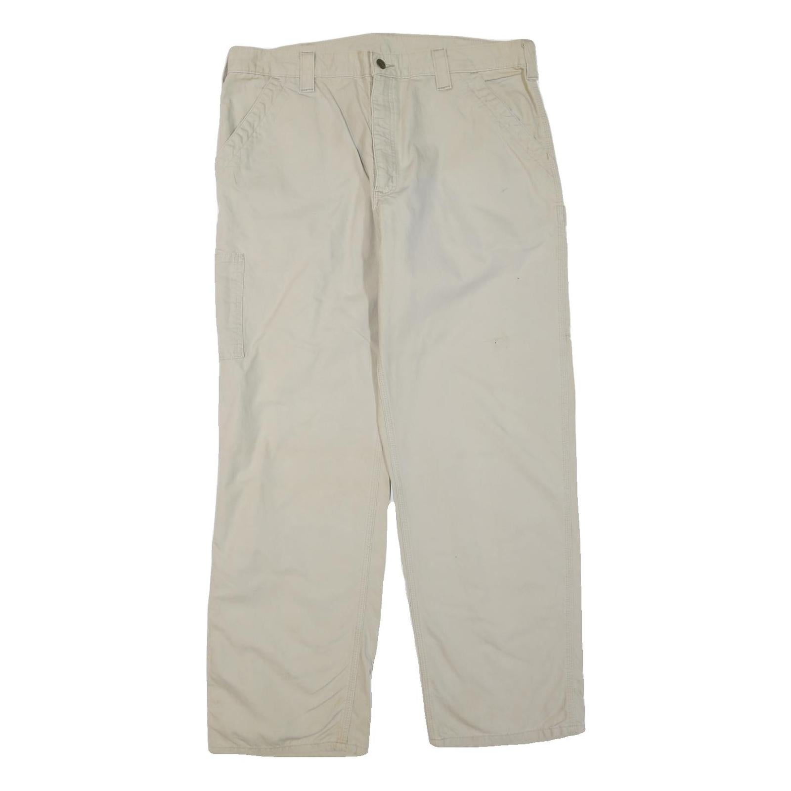 CARHARTT Mens Cotton Blend Beige Regular Straight Trousers W38 L30 Workwear Refurbished - N/A refurbished available on Cerqular