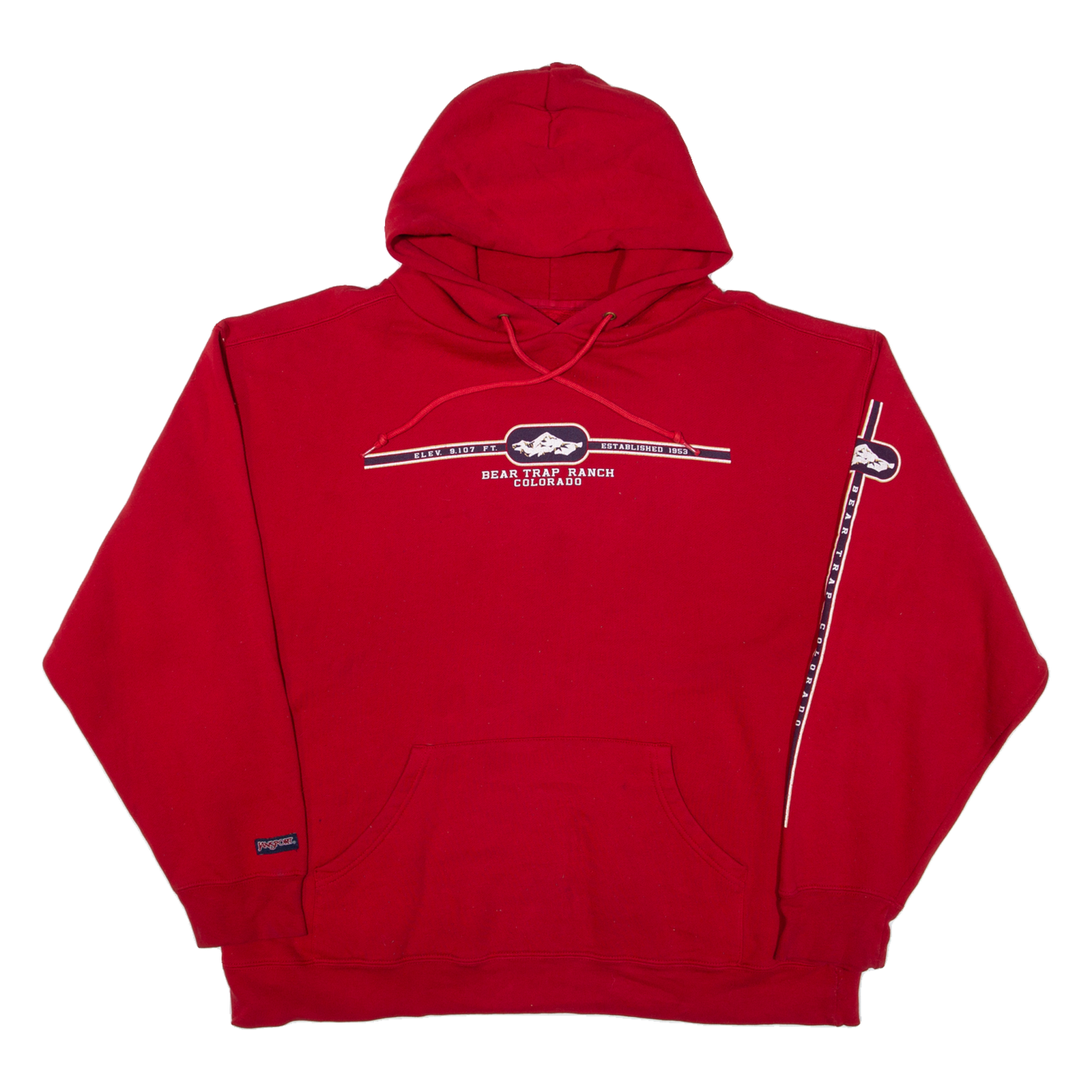 JANSPORT Bear Trap Ranch Colorado Mens Red Hoodie USA L Refurbished - N/A refurbished available on Cerqular