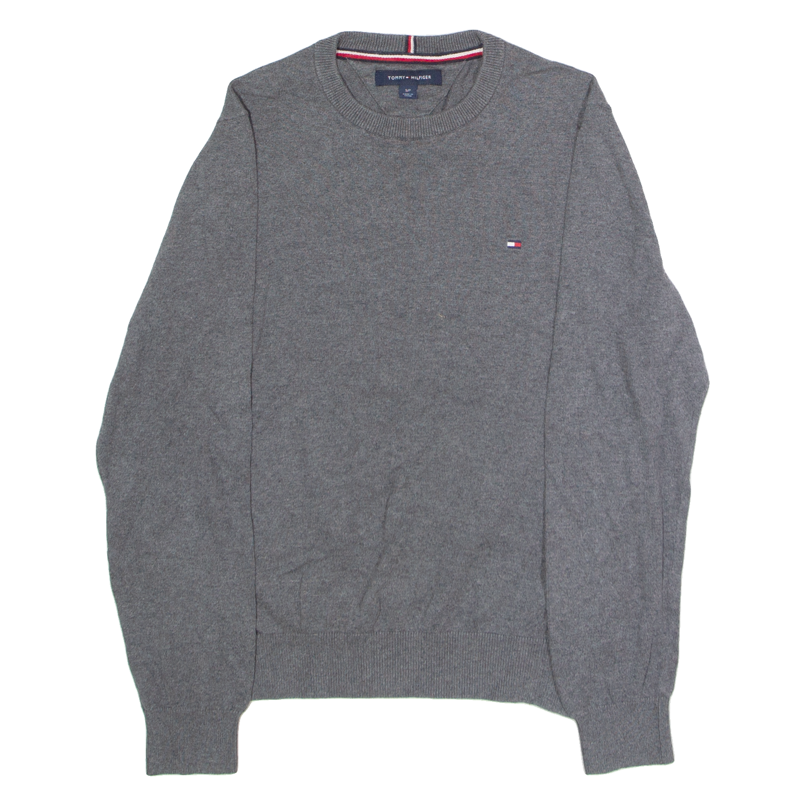 TOMMY HILFIGER Mens Jumper Grey Crew Neck Tight Knit S Refurbished - N/A refurbished available on Cerqular