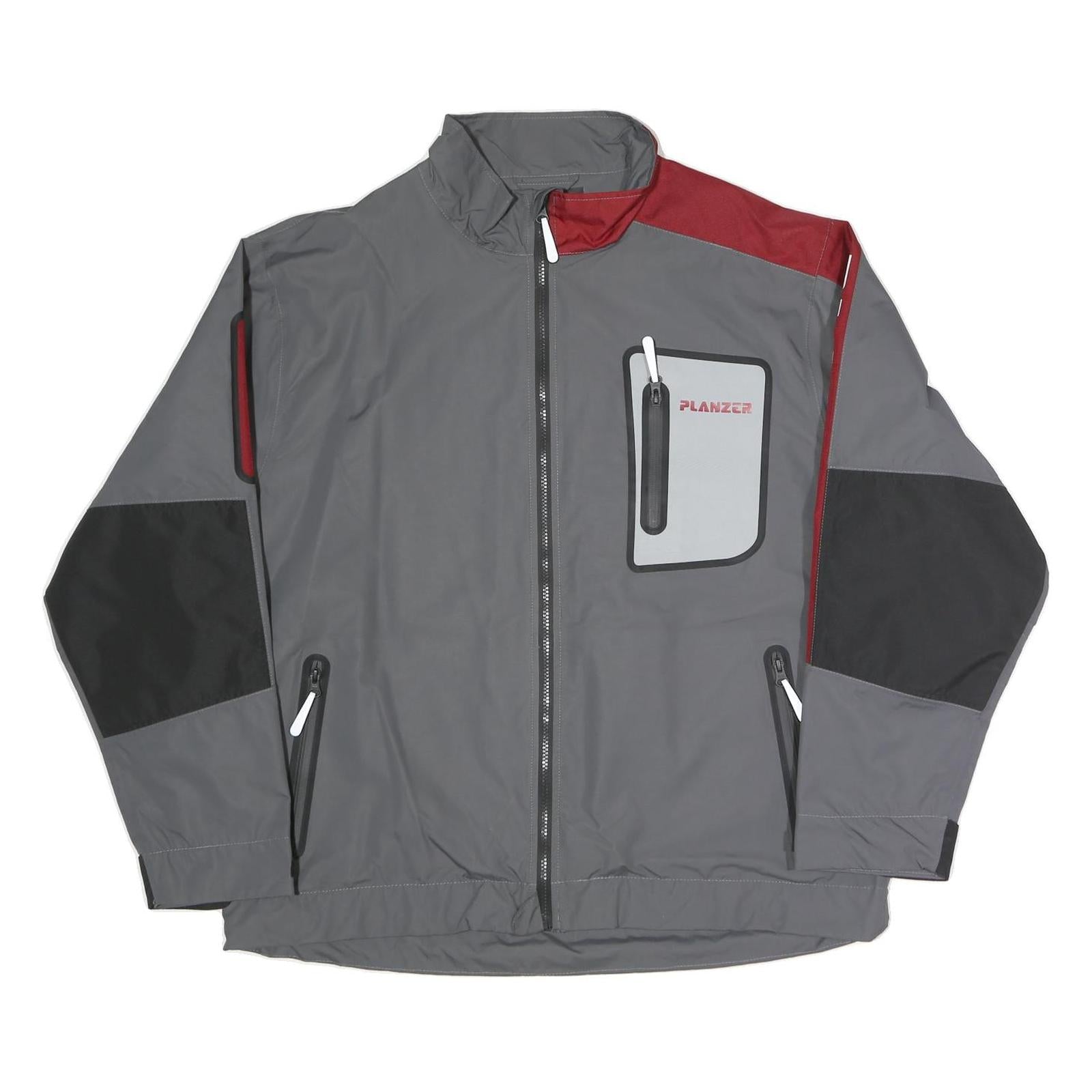 Mens Grey & Burgundy Plain Polyester Blend Zip Jacket XL Lightweight Water Refurbished - N/A refurbished available on Cerqular
