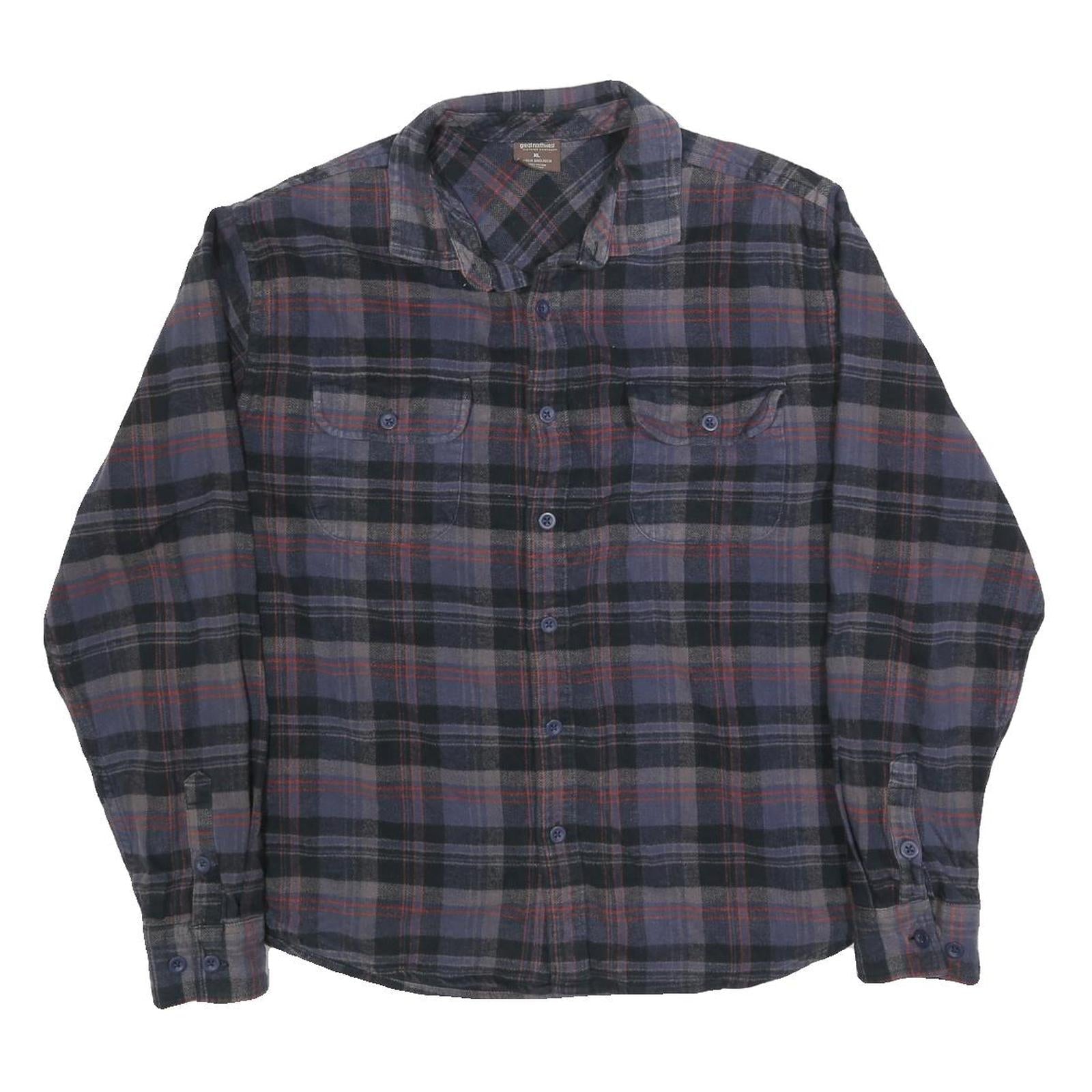 GREAT NORTHWEST Mens Blue Black & Red Checked Shirt XL Button Front Cotton Blend Refurbished - N/A refurbished available on Cerqular