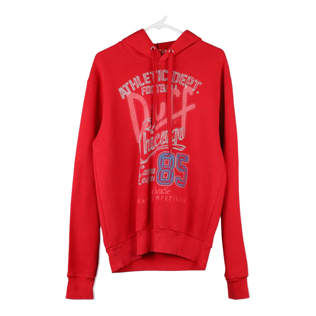 Unbranded Spellout Hoodie - Large Red Cotton Blend Refurbished - Thrifted (note: this is a term often used to describe second- refurbished available on Cerqular