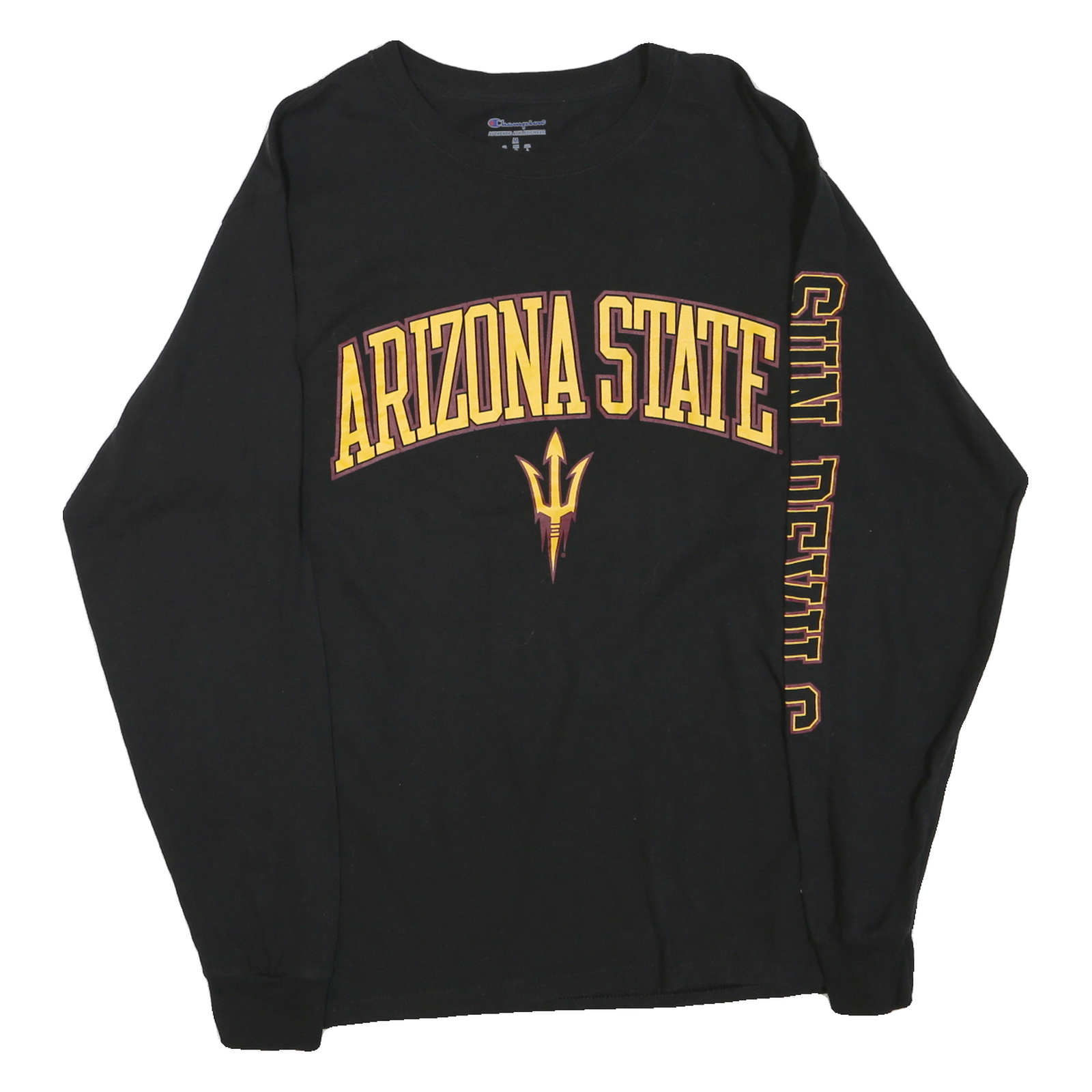 CHAMPION Mens Black Arizona State Graphic Long Sleeve Crew Neck T-Shirt M Refurbished - N/A refurbished available on Cerqular