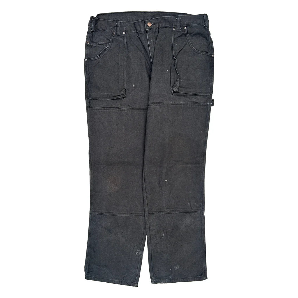 Dickies Double Knee Carpenter Trousers - 38W 31L Black Cotton Refurbished - Thrifted (note: this is a term often used to describe second- refurbished available on Cerqular