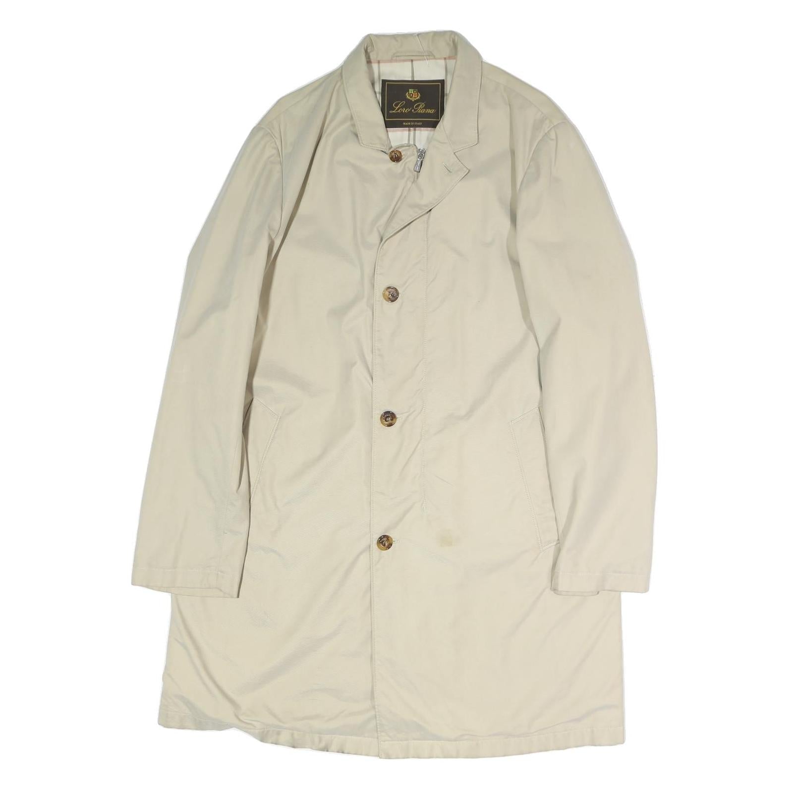 LORD TIANI Mens Beige Cotton Blend Classic Coat L Button Plain Lightweight Refurbished - N/A refurbished available on Cerqular