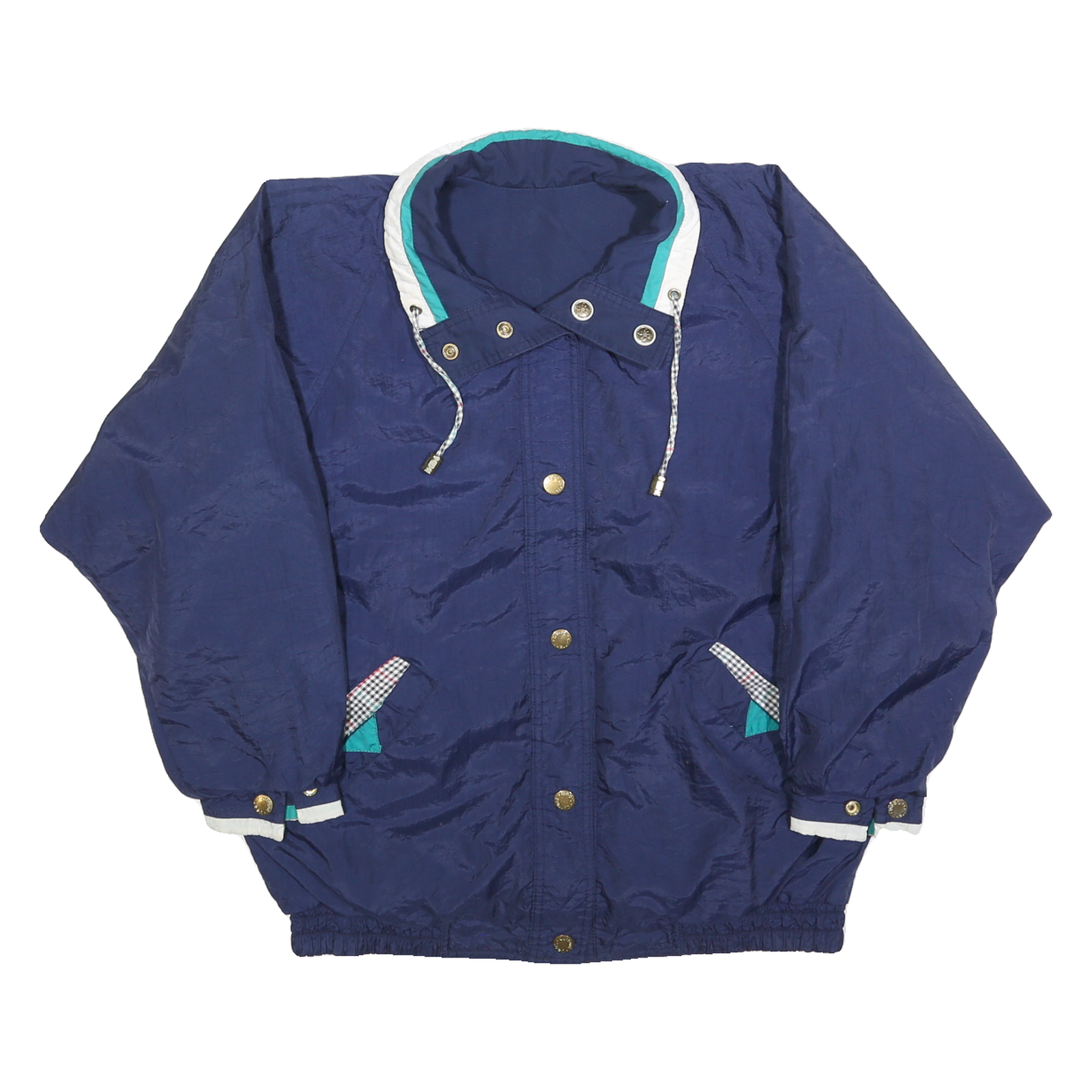 CURRENT SEEN Womens Navy & Turquoise Reversible Zip Jacket S Polyester Blend Refurbished - N/A refurbished available on Cerqular