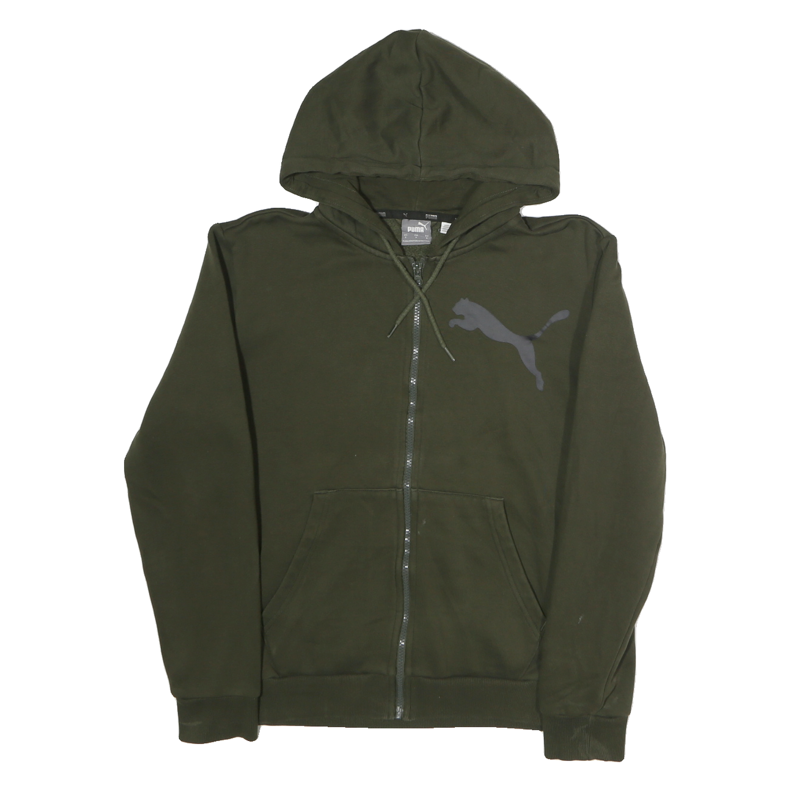 PUMA Mens Green Full Zip Hoodie S Cotton Puma Logo Sweatshirt Refurbished - N/A refurbished available on Cerqular