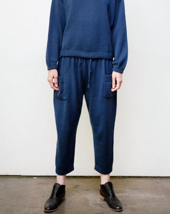 Mimi Hand-Loomed Knit Pant - Blue | Size: small Refurbished - N/A (Note: There is no well-known brand called "AR refurbished available on Cerqular