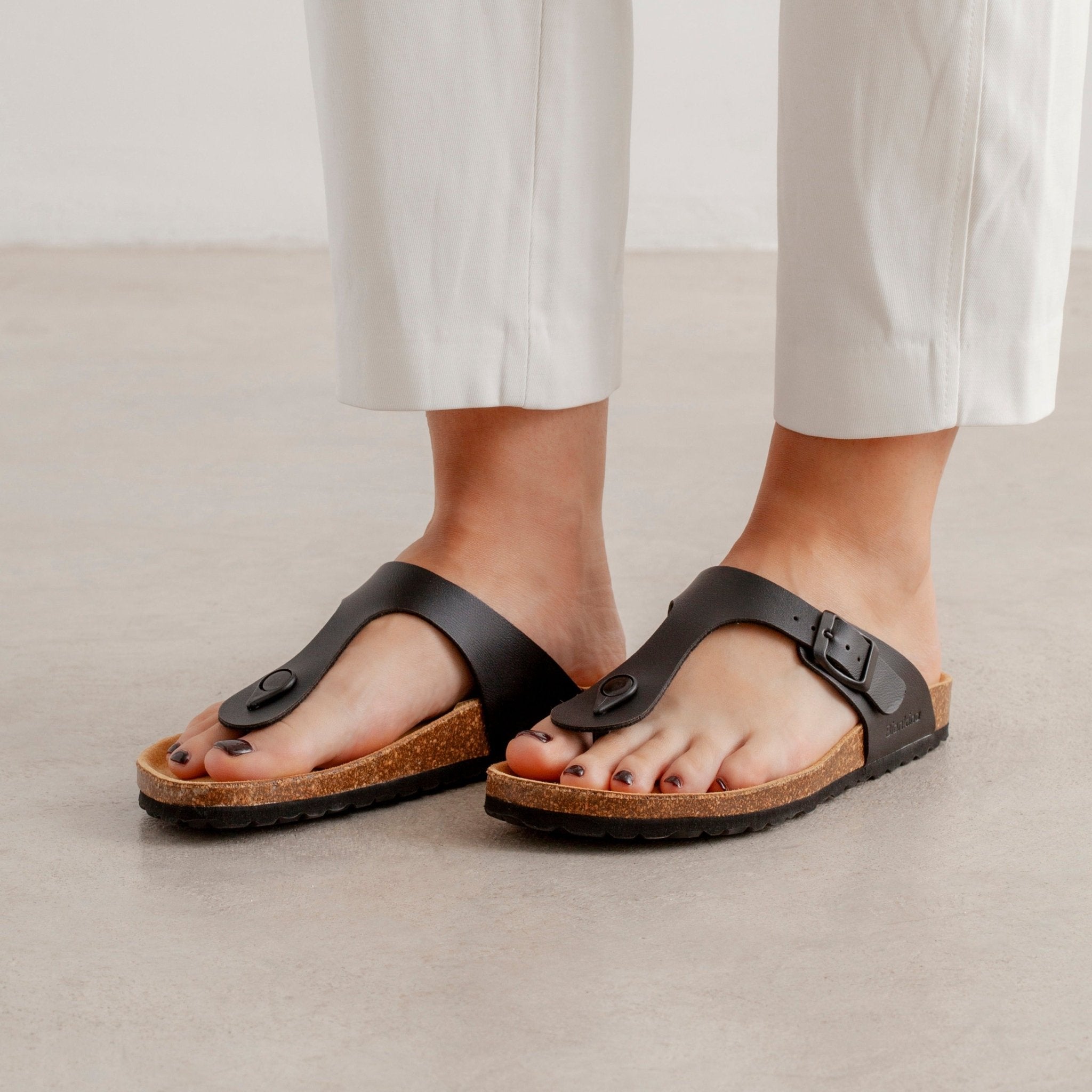 Malaga Vegan Leather Cork Sandal - Black | Select Size: 11 US (42EU) | Color: Black Refurbished - N/A refurbished available on Cerqular