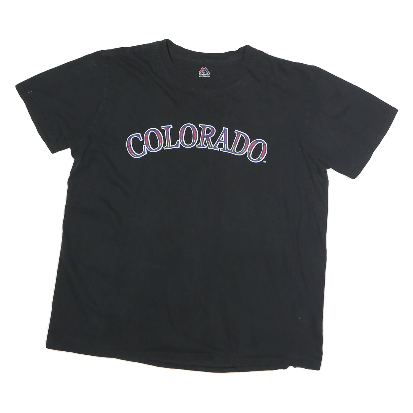 MAJESTIC Womens Black Colorado Graphic T-Shirt L Short Sleeve Crew Neck Baseball Refurbished - N/A refurbished available on Cerqular