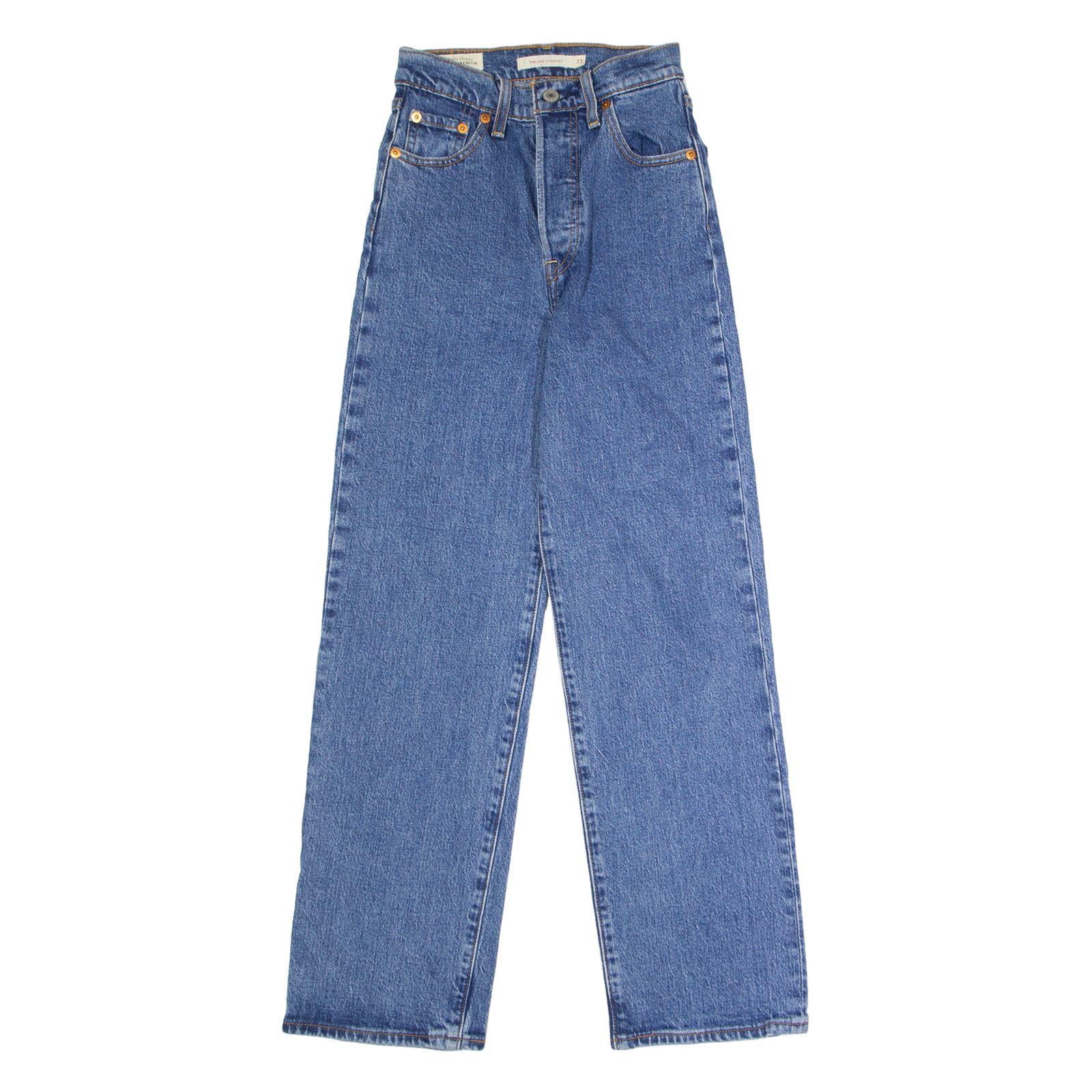 LEVI'S Ribcage BIG E Womens Jeans Blue Slim Straight W23 L27 Refurbished - N/A refurbished available on Cerqular