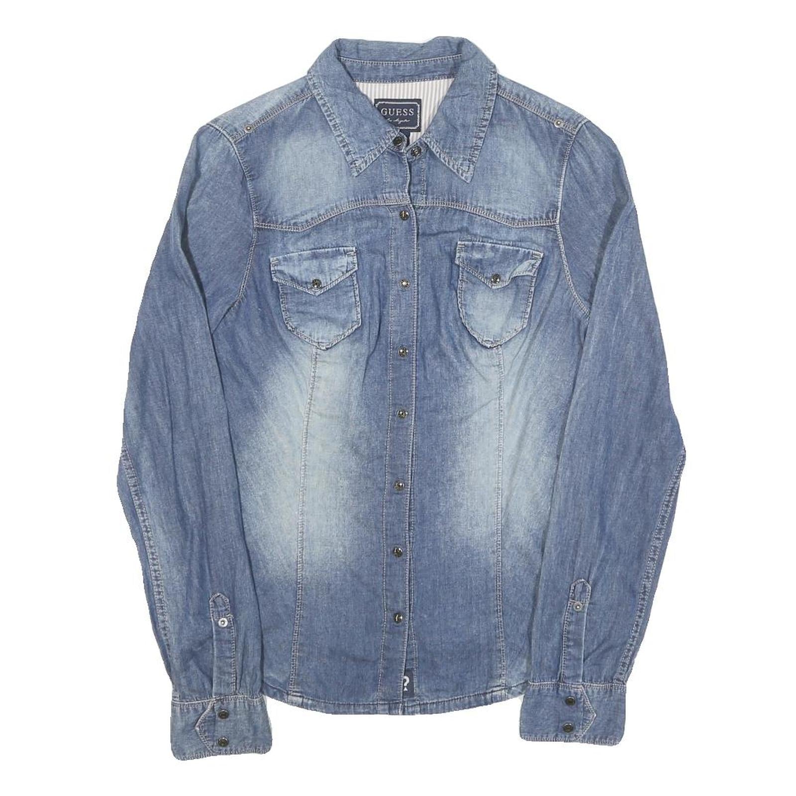 Buy GUESS Womens Blue Denim Style Shirt S Casual Cotton Blend Button Closure Refurbished - $51.99 GUESS Womens Blue Denim Style Shirt S Casual Cotton Blend Button Closure Refurbished - N/A refurbished available on Cerqular