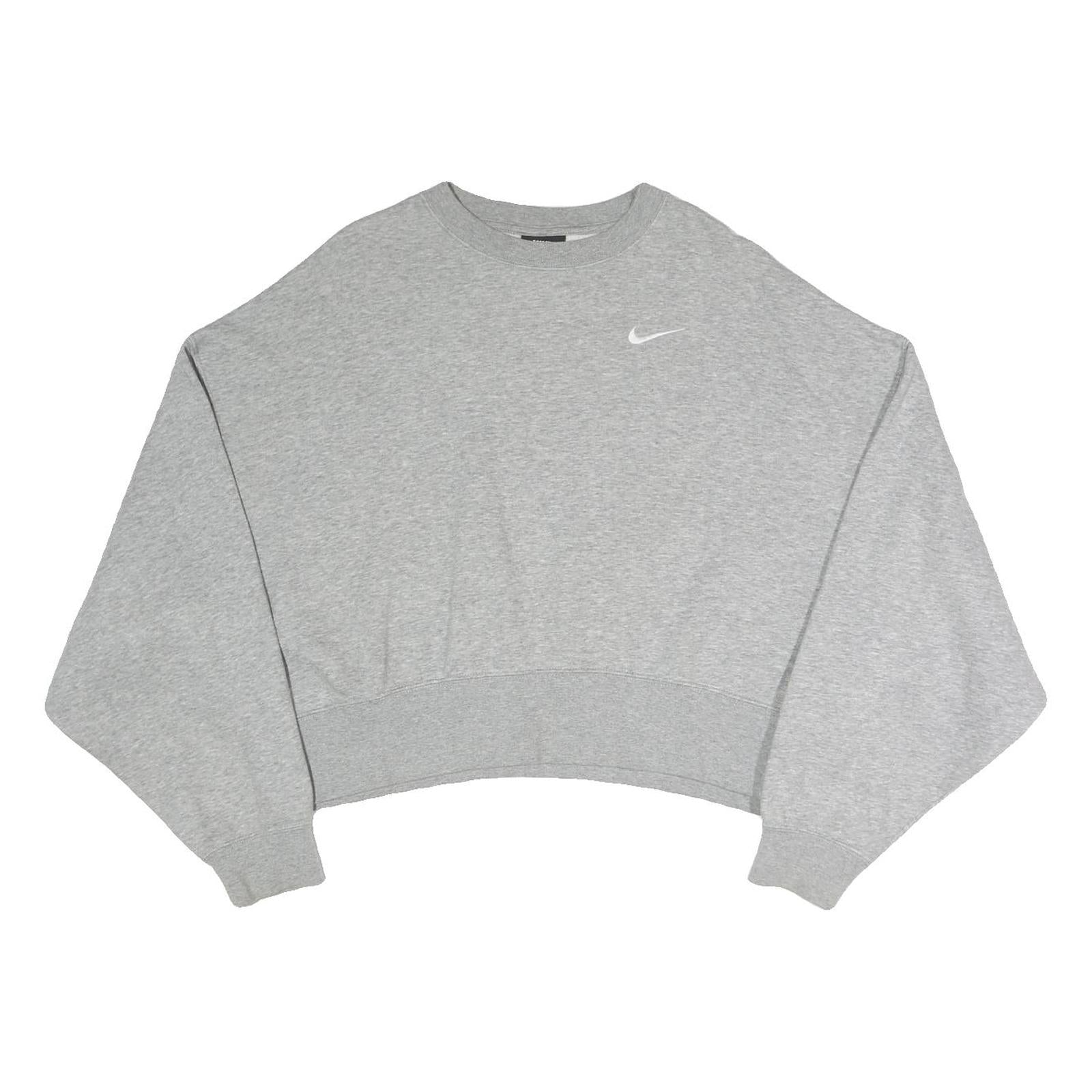 NIKE Womens Grey Sweatshirt Crew Neck XS Cropped Casual Pullover Cotton Blend Refurbished - N/A refurbished available on Cerqular