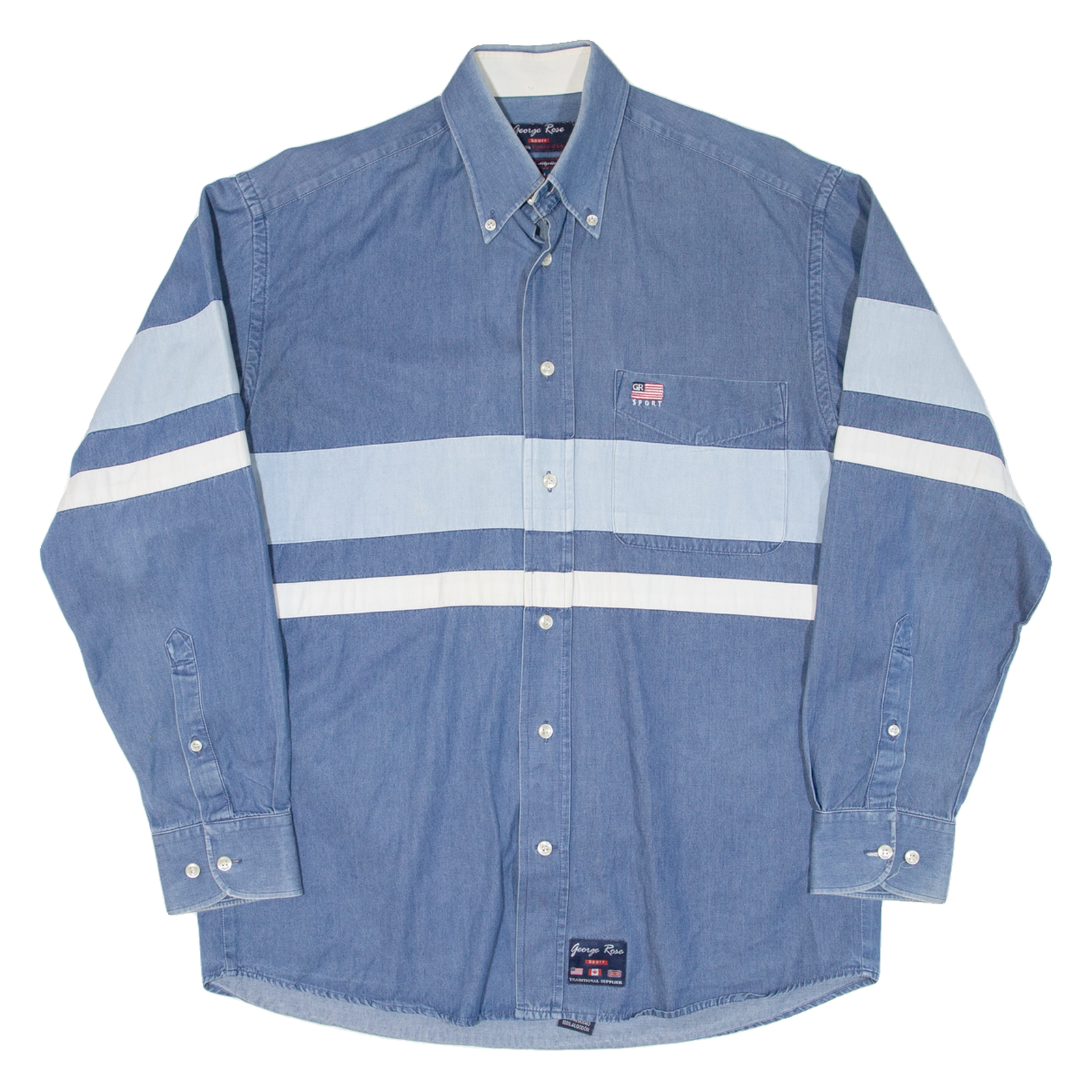 GEORGE ROSE Mens Plain Shirt Blue Long Sleeve M Refurbished - N/A refurbished available on Cerqular