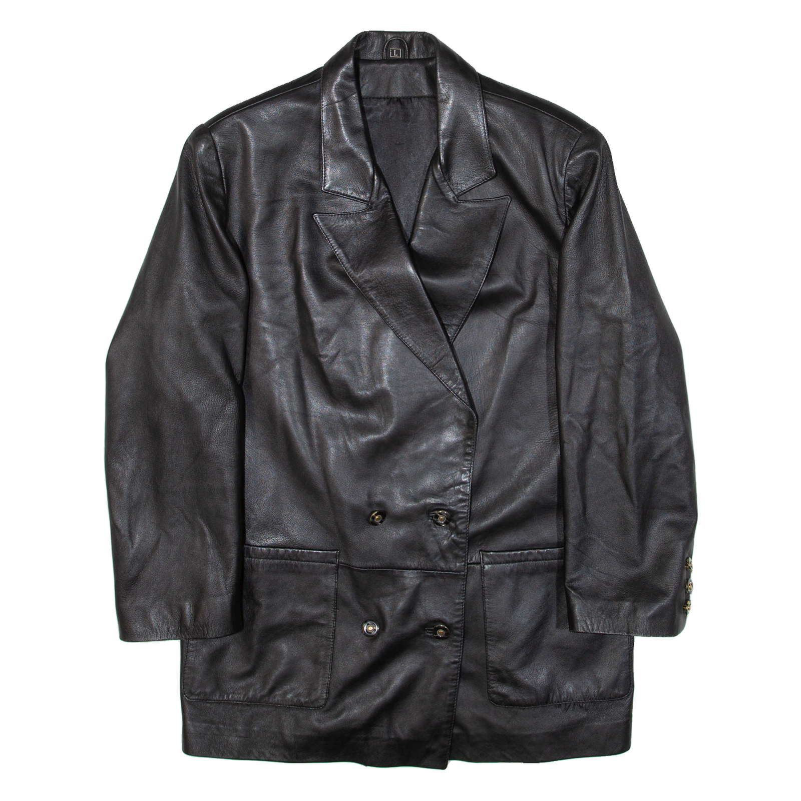 Womens Blazer Jacket Black Leather L Refurbished - N/A refurbished available on Cerqular