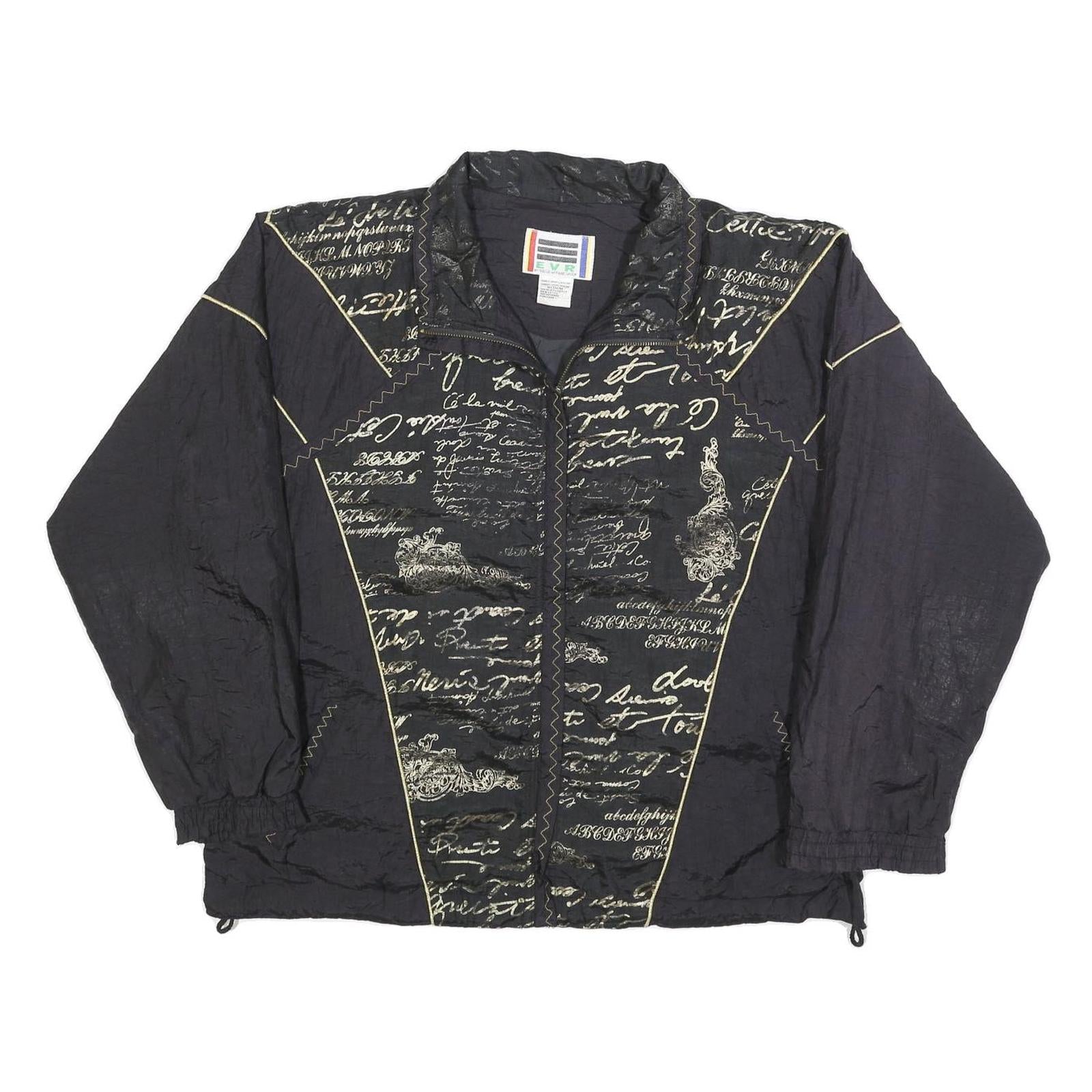 EVR Womens Black Nylon Zip Jacket M Printed Pattern Casual Lightweight Outerwear Refurbished - N/A refurbished available on Cerqular