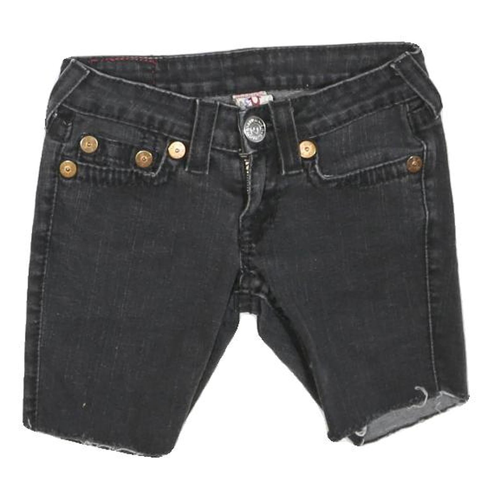 TRUE RELIGION Womens Shorts Black Denim Cut-Off XXS W25 Distressed Hem Refurbished - N/A refurbished available on Cerqular