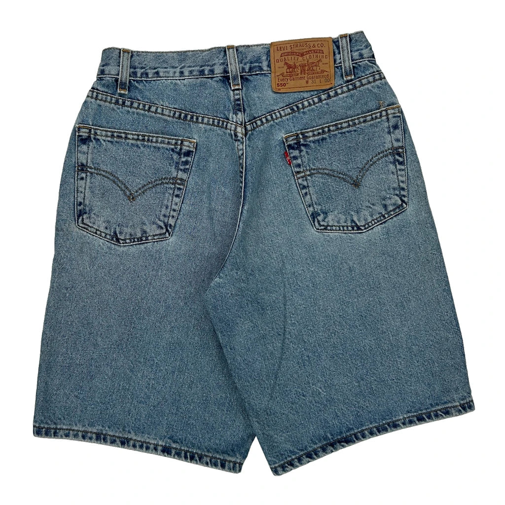 Levis Denim Shorts - 28W 10L Blue Cotton Refurbished - Thrifted (note: this is a term often used to describe second- refurbished available on Cerqular