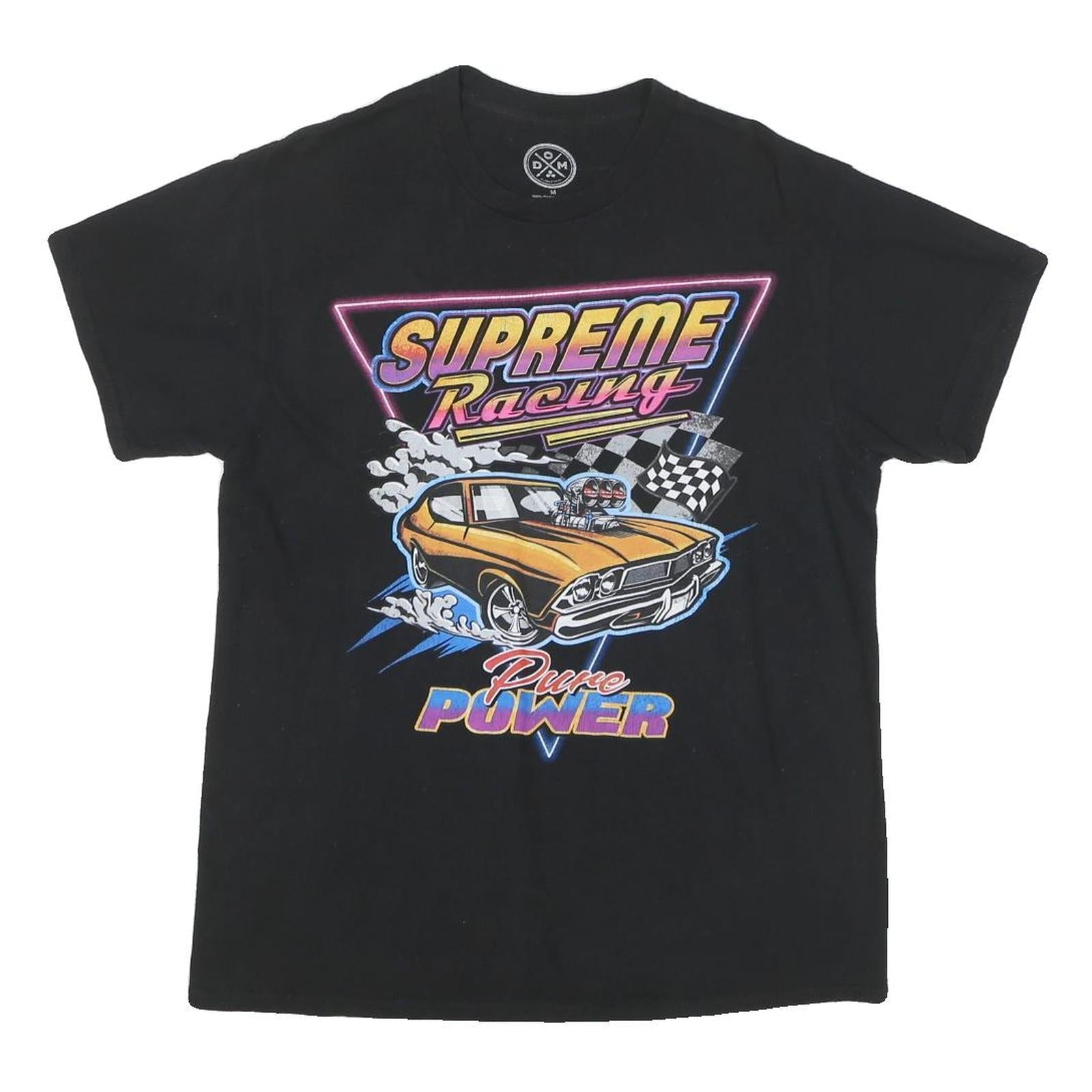 DOM Mens Black Supreme Racing Graphic T-Shirt M Short Sleeve Crew Neck Vintage Refurbished - N/A refurbished available on Cerqular