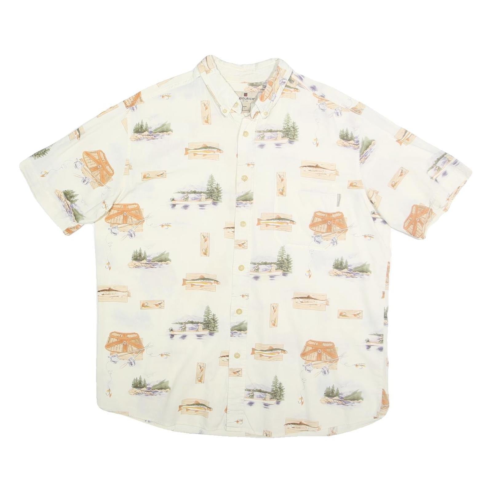 Buy WOOLRICH Mens Cream Fishing Print Cotton Shirt L Button Down Casual Refurbished - $57.19 WOOLRICH Mens Cream Fishing Print Cotton Shirt L Button Down Casual Refurbished - N/A refurbished available on Cerqular