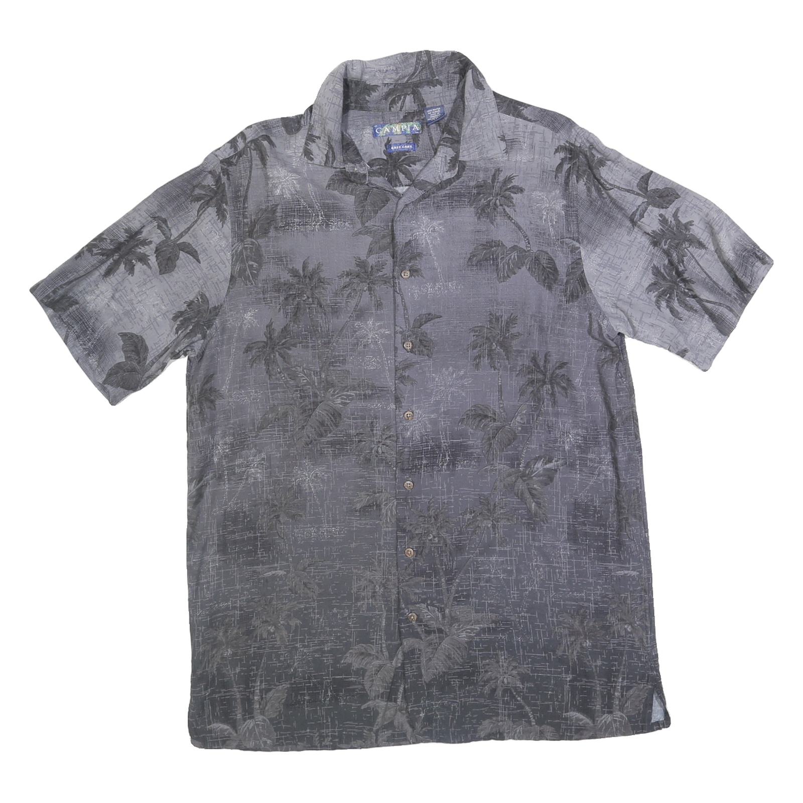CAMPIA Mens Grey Rayon Tropical Palm Tree Print Shirt L Short Sleeve Casual Refurbished - N/A refurbished available on Cerqular