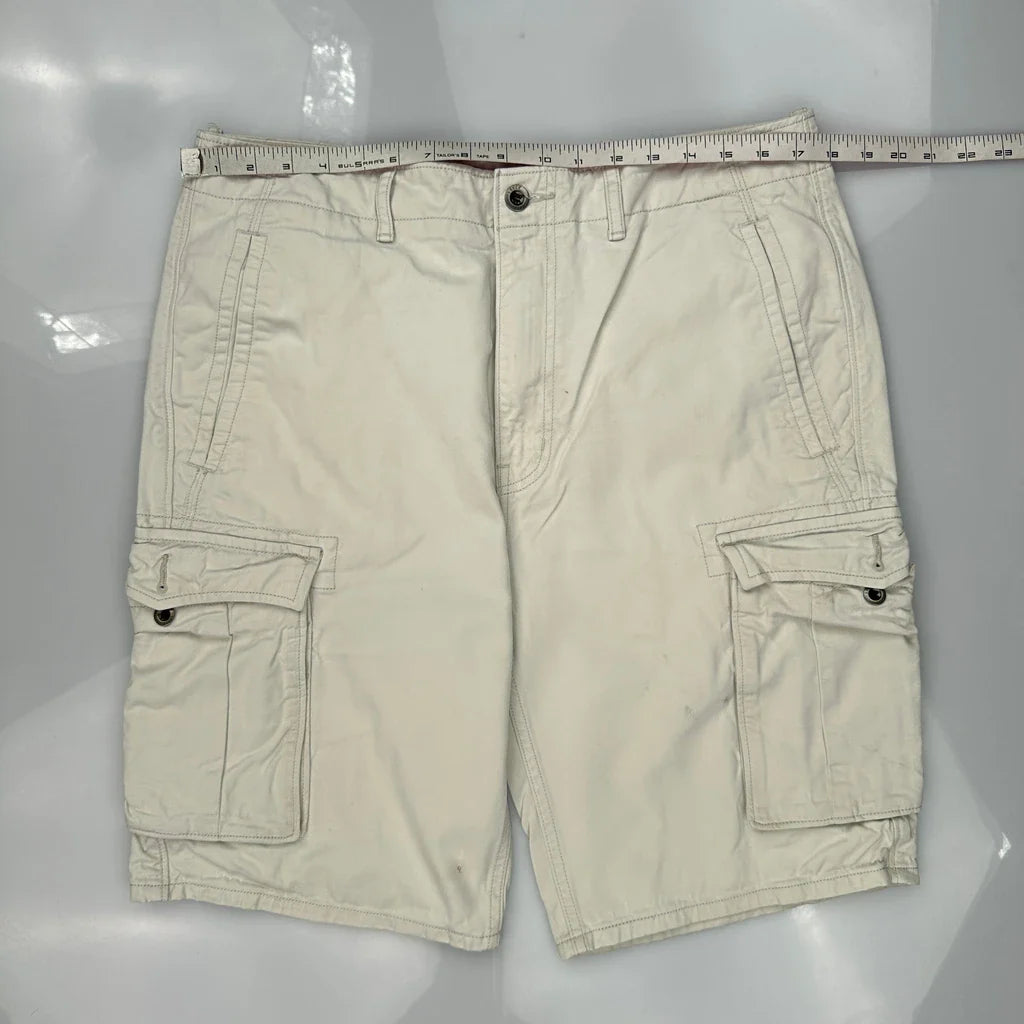 Levis Cargo Cargo Shorts - 34W 11L Beige Cotton Refurbished - Thrifted (note: this is a term often used to describe second- refurbished available on Cerqular
